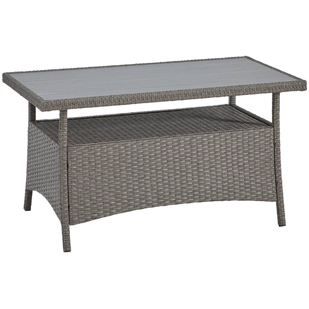 KONIFERA Gartenlounge-Set »Vigo«, (Set, 8 tlg., 2x Sessel, 1x 2er Sofa, 1x Tisch 120x60x60cm, inkl. Auflagen), Polyrattan, Aluminium, verstellbare Rückenlehne und Fußablage