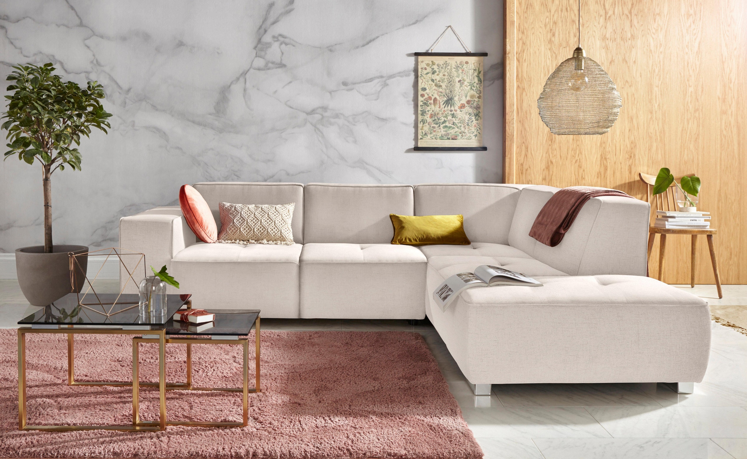 Home affaire Ecksofa "Sapporo L-Form" wahlweise Bettfunktion oder Sitztiefe günstig online kaufen