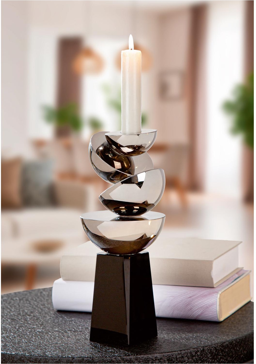 GILDE Kerzenleuchter »Glass Art, Kerzenleuchter, "Hakura", Glas, schwarz« Kerzenleuchter Hakura Tischdeko modern Dekoleuchter