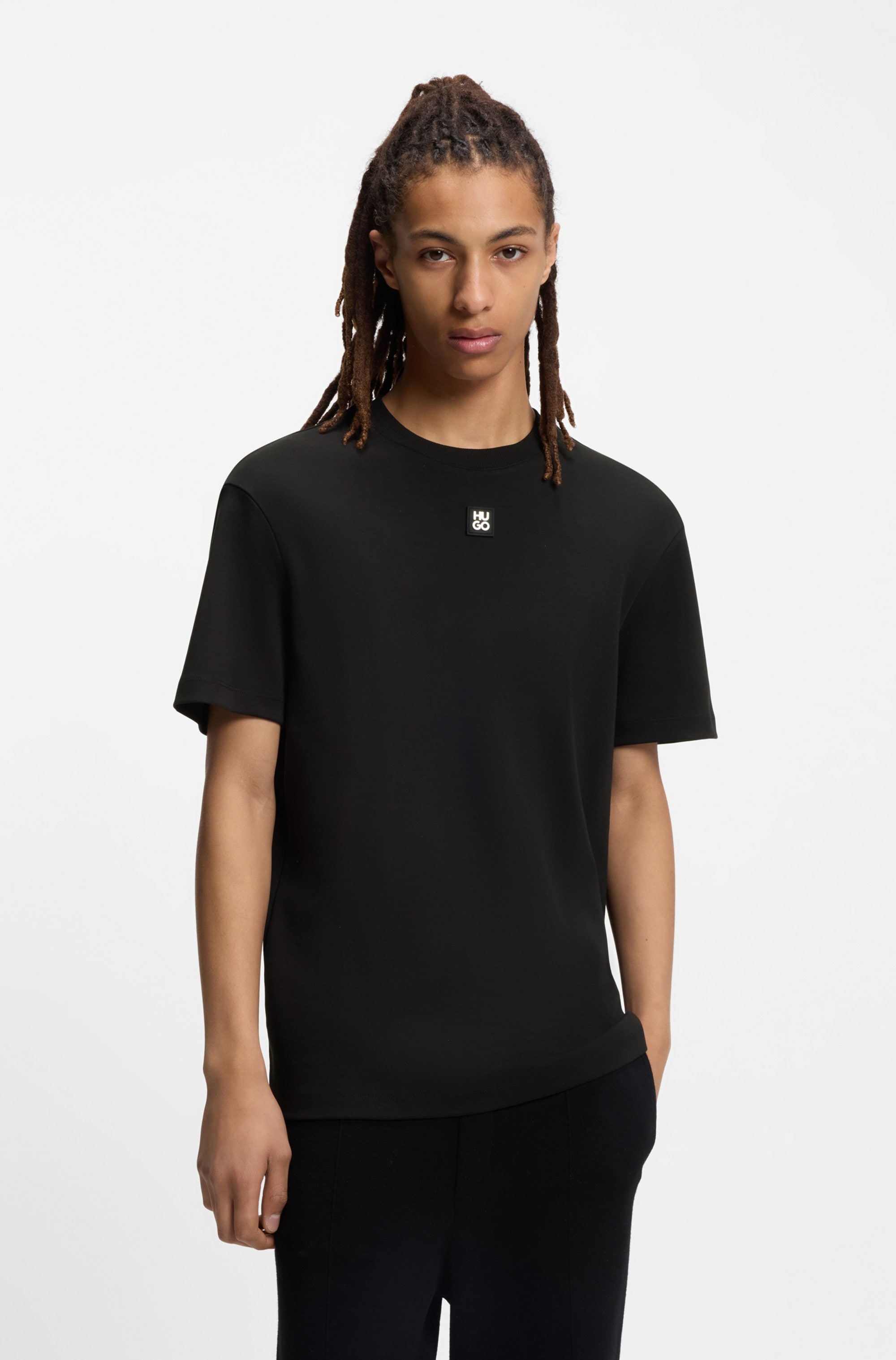 HUGO T-Shirt "Dalile Metal Logo" Regular Fit, Premium Interlock Cotton