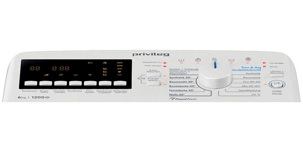 Privileg Waschmaschine Toplader »PWT A616P N«, 6 kg, 1200 U/min, Turn&Go, Rapid Wash, Mix 45 min. bei voller Beladung, extra Spülen