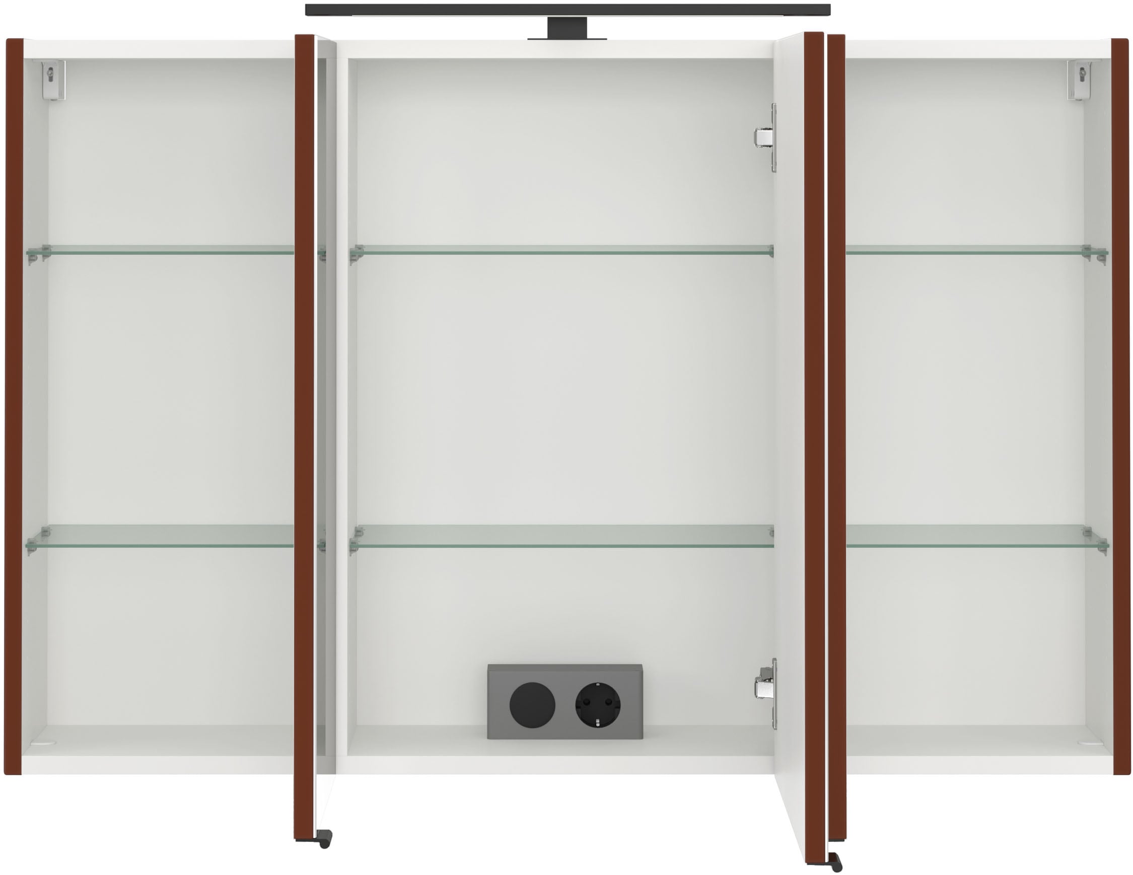 welltime Spiegelschrank »SALVADA, 3D-Spiegelschrank 100 cm, gedämpfte Scharniere, LED-Lampe« Rot, Front und Korpus aus hochwertigen MDF, Anti-Finger-Print