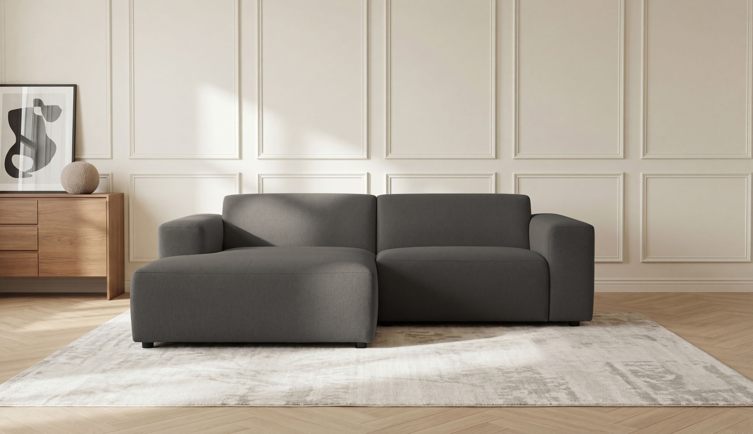 OTTO home Ecksofa "Koa, 228 cm, L-Form, Modulsofa in Cord, Chenille, Struktur, Webstoff" Designsofa, weicher Lounge-Sitzkomfort, Welleunterfederung, bodentief
