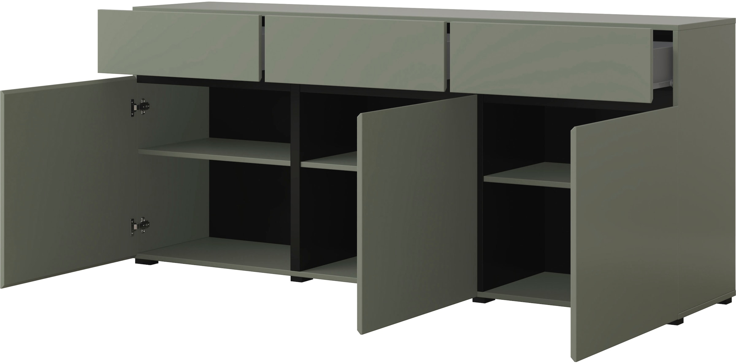 INOSIGN Sideboard »Cross,Breite 180 cm, moderne grifflose Kommode,3 Türen/3 Schubkästen«, Schubladenschrank mit viel Stauraum, Einlegeböden verstellbar