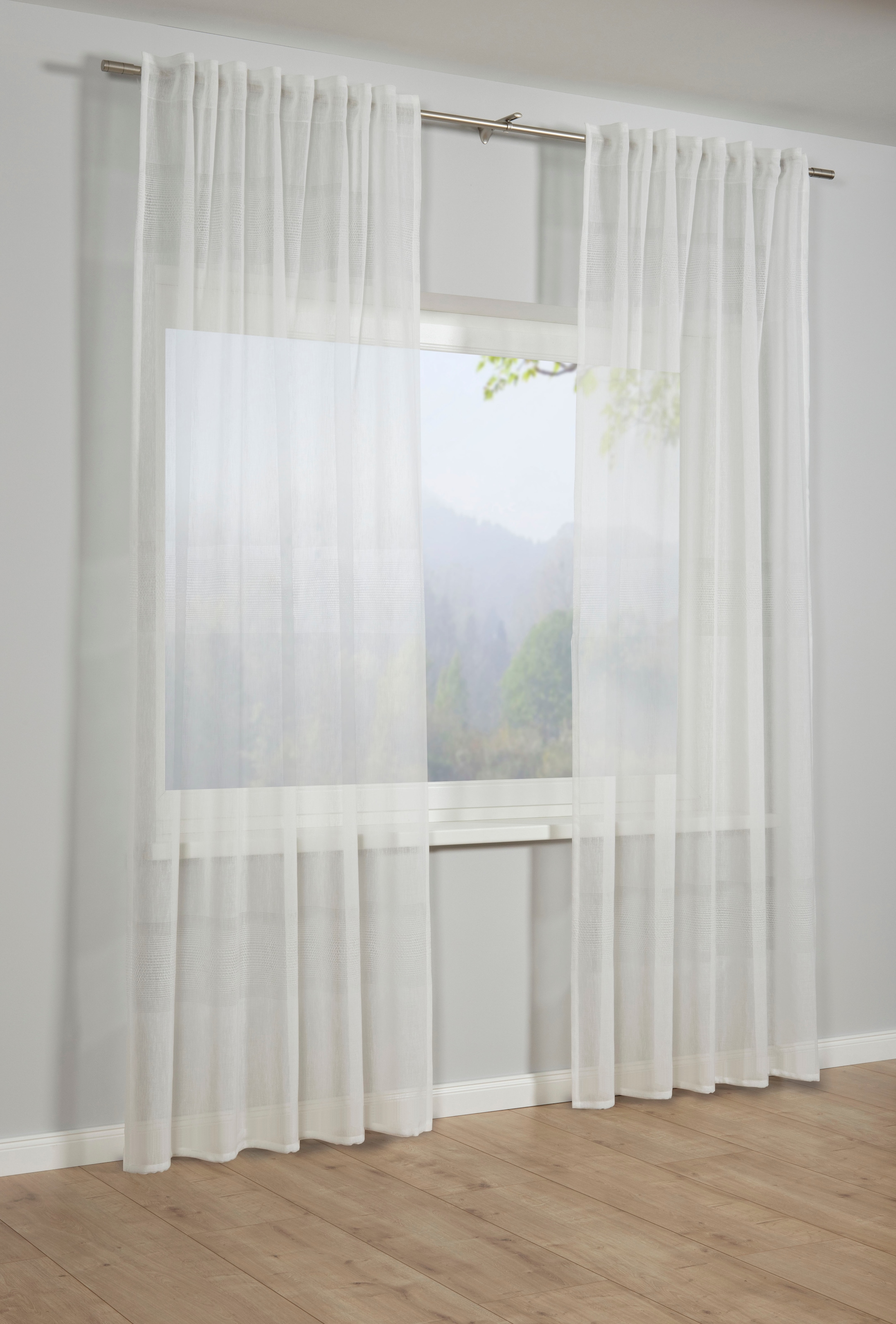 Sehlbach Gardine "Schal Etamine Querstreifen" Schlaufen 1 Stk. tlg. mit Gar günstig online kaufen