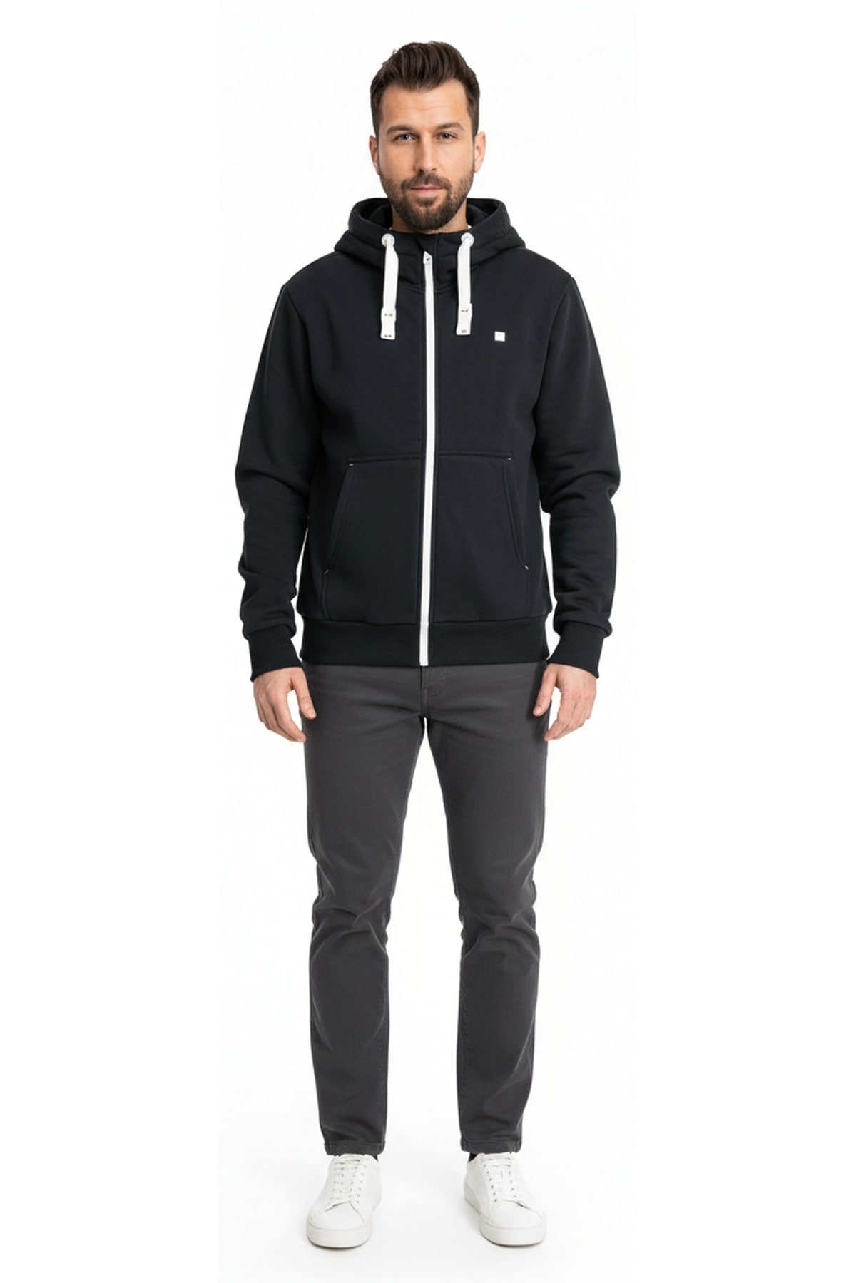 DEPROC Active Kapuzensweatshirt "PICTOU Herren-Zip-Top mit Kapuze", weiche Fleecejacke mit Kängurutasche