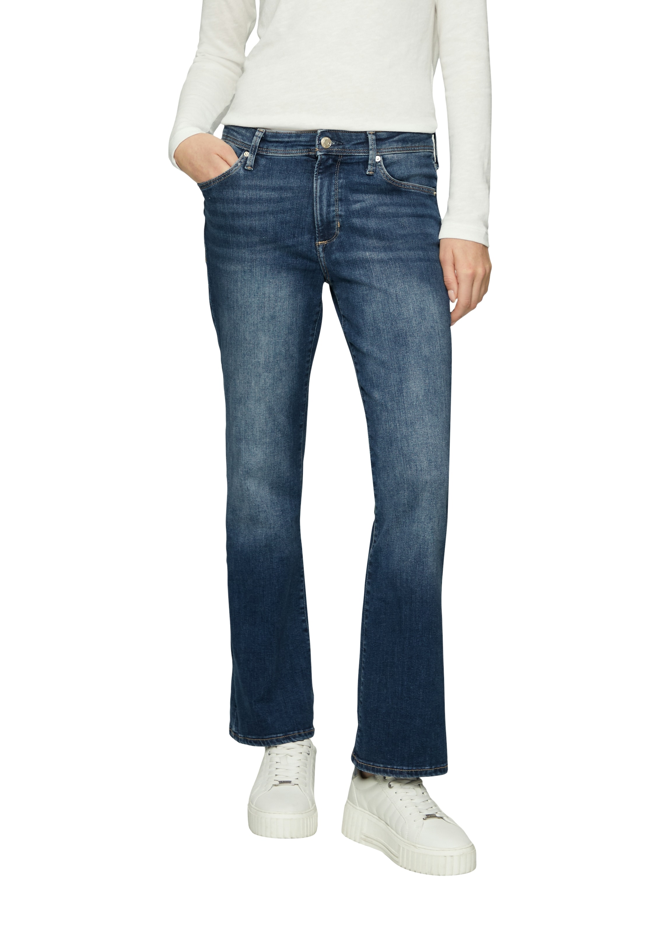 s.Oliver Bootcut-Jeans "BEVERLY", in Stretch-Qualität, mit Nieten an den Ta günstig online kaufen