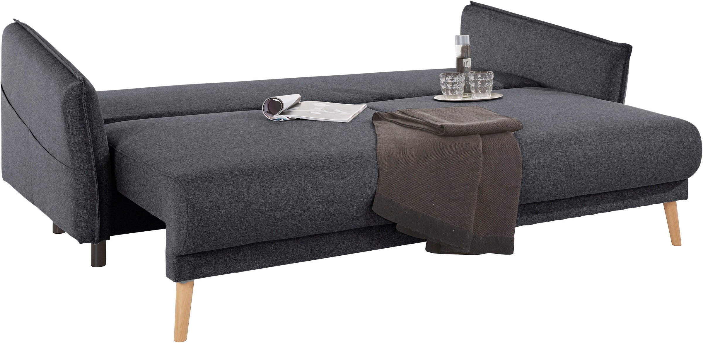Home affaire Schlafsofa »Granbo«, incl. Bettfunktion und Bettkasten, Federkern-Polsterung, Seitentasche