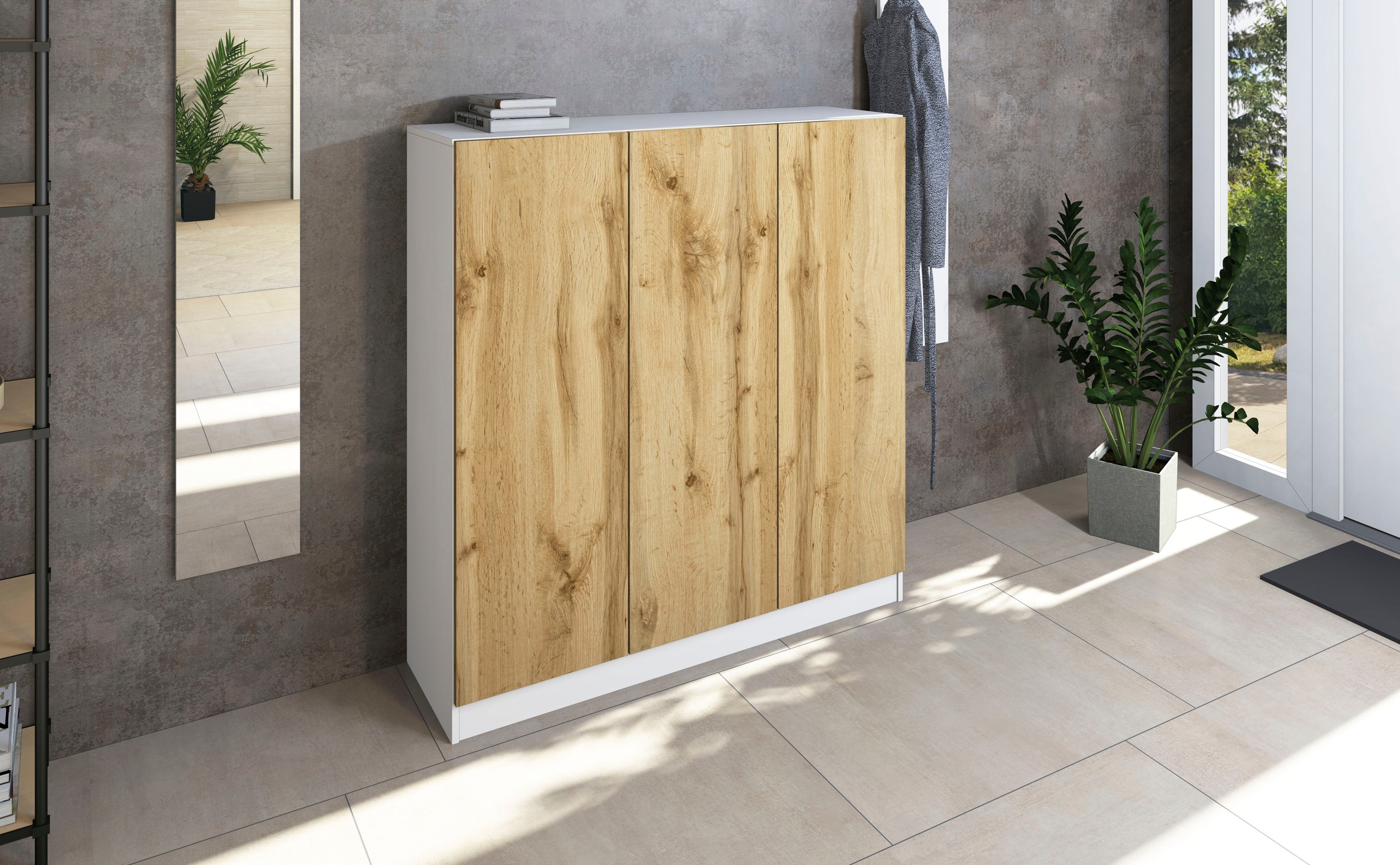 Thumbnail - borchardt Möbel Schuhschrank "Vaasa, Schuhregal 3-türig mit 12 verstellbaren Fächern" Breite 114 cm