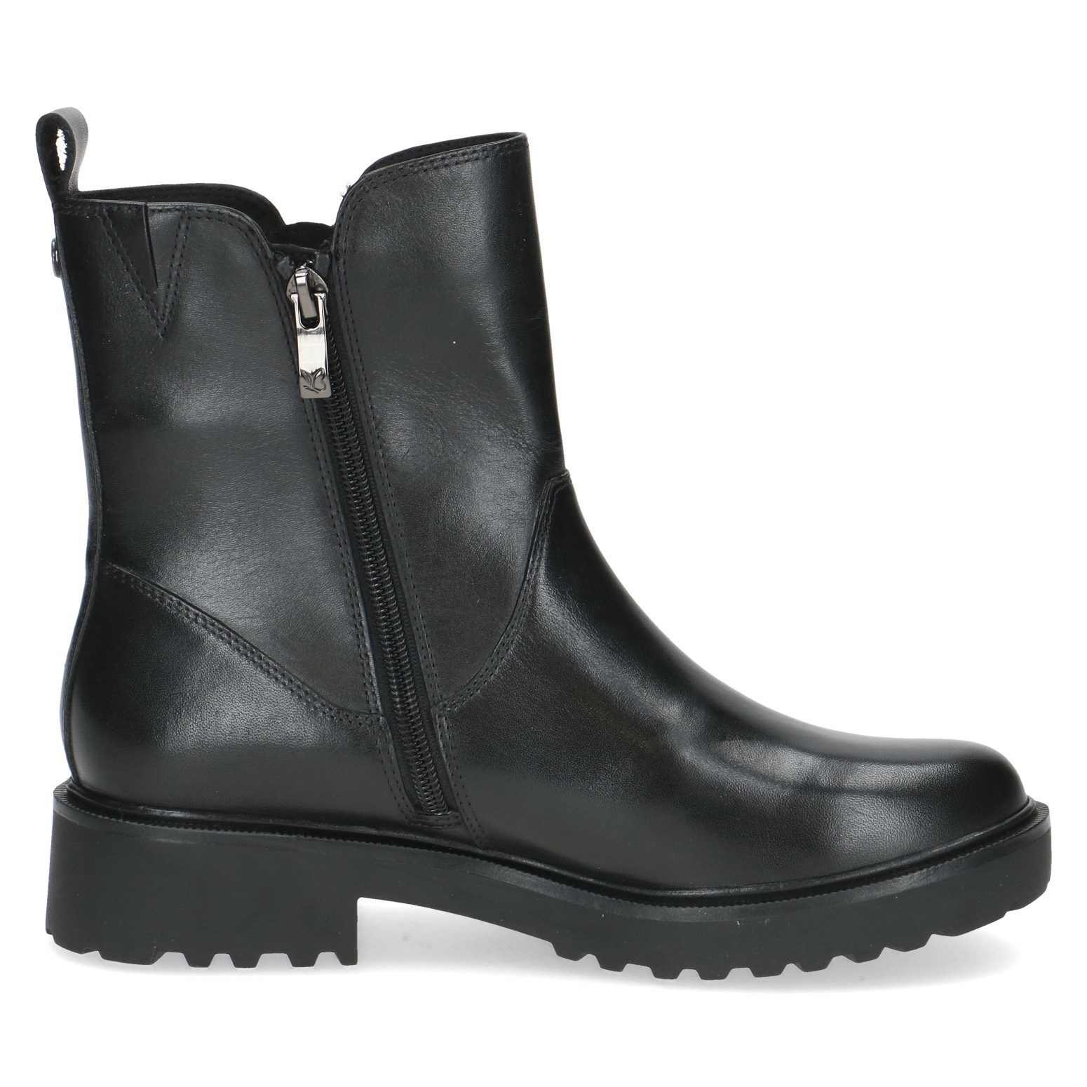Chelseaboots CAPRICE, Damen, Gr. 37, schwarz, Leder, Schuhe Chelseaboots, Blockabsatz, Stiefelette mit Zierreißverschluss außen 3