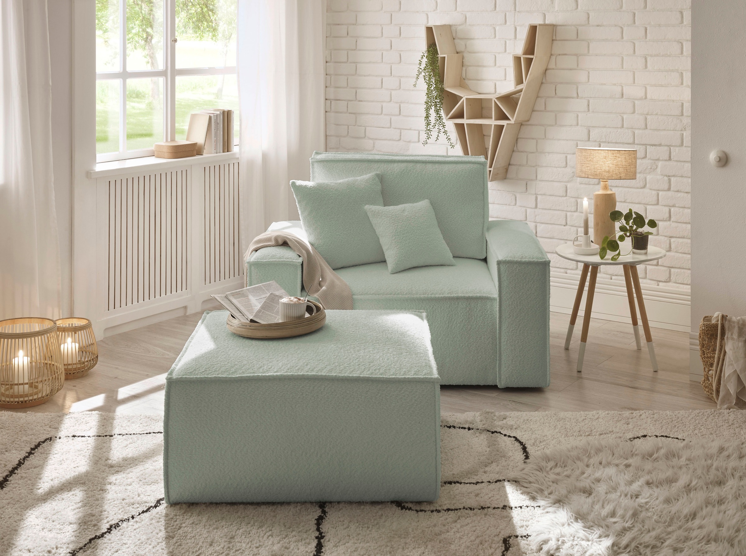 andas Loveseat »Finnley«, (2 St.), Loveseat und Hocker im Set, passend zur Polster-Serie Finnley