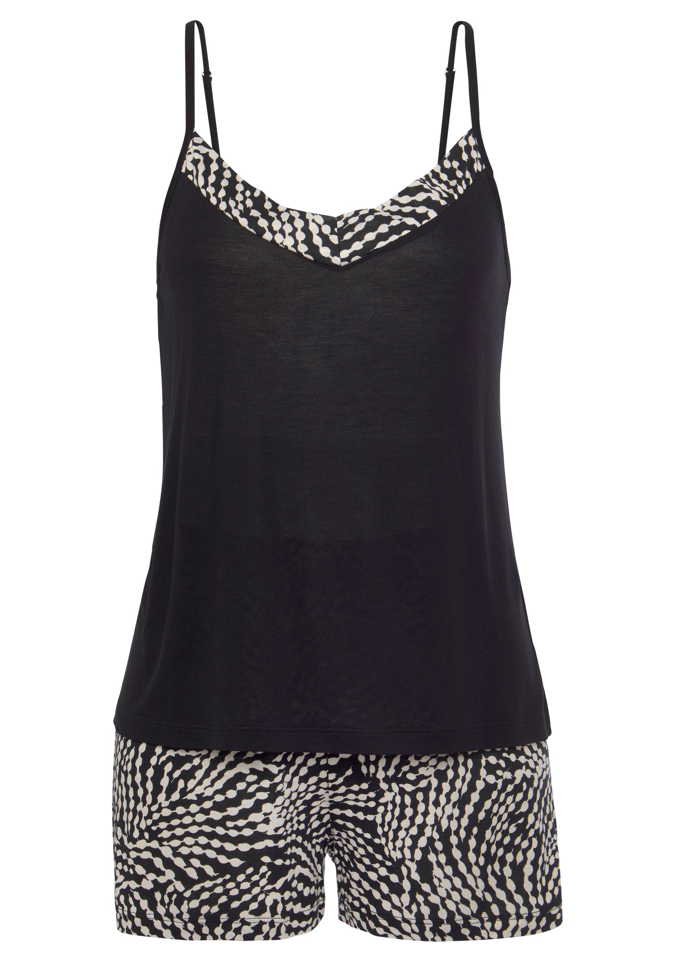 LASCANA Shorty Set, 2 Stk. tlg., mit gemusterten Details günstig online kaufen