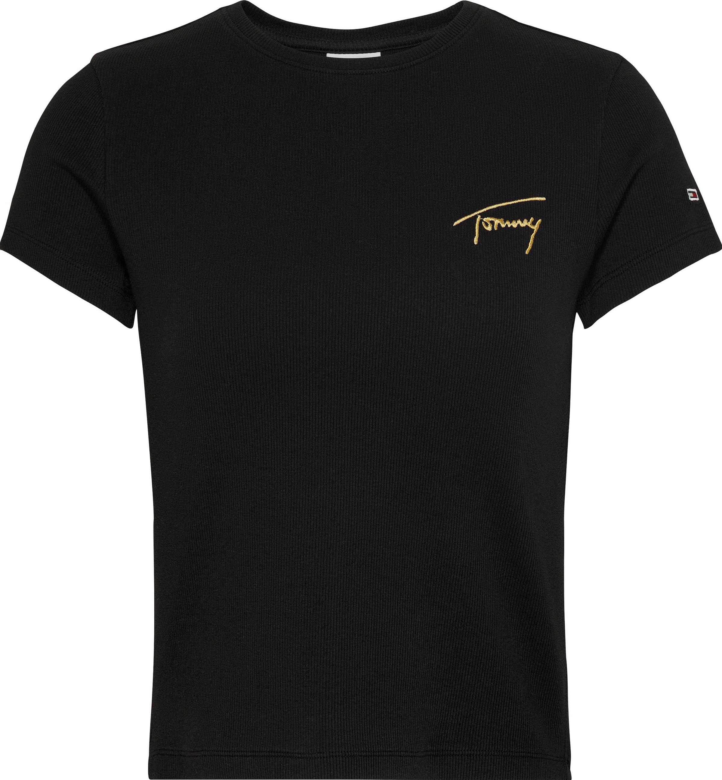 Black Friday Tommy Jeans T-Shirt »TJW BBY GOLD SIGNATURE TEE SS«, mit  goldfarbenen Signature Logo-Schriftzug | BAUR