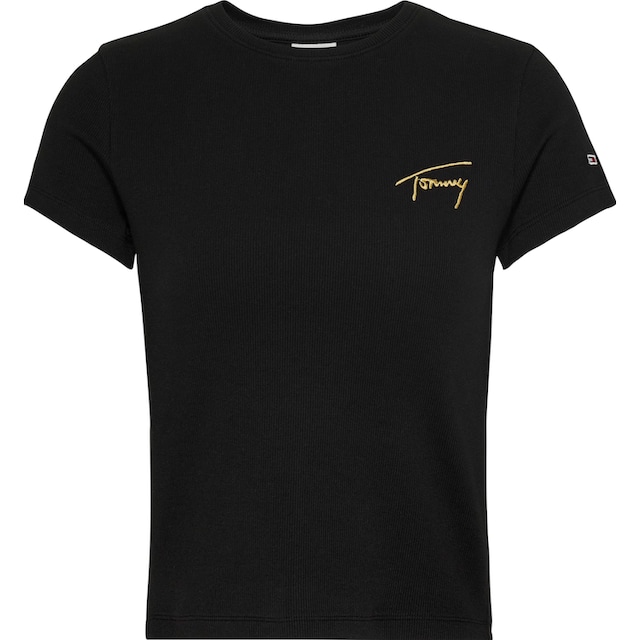Black Friday Tommy Jeans T-Shirt »TJW BBY GOLD SIGNATURE TEE SS«, mit  goldfarbenen Signature Logo-Schriftzug | BAUR