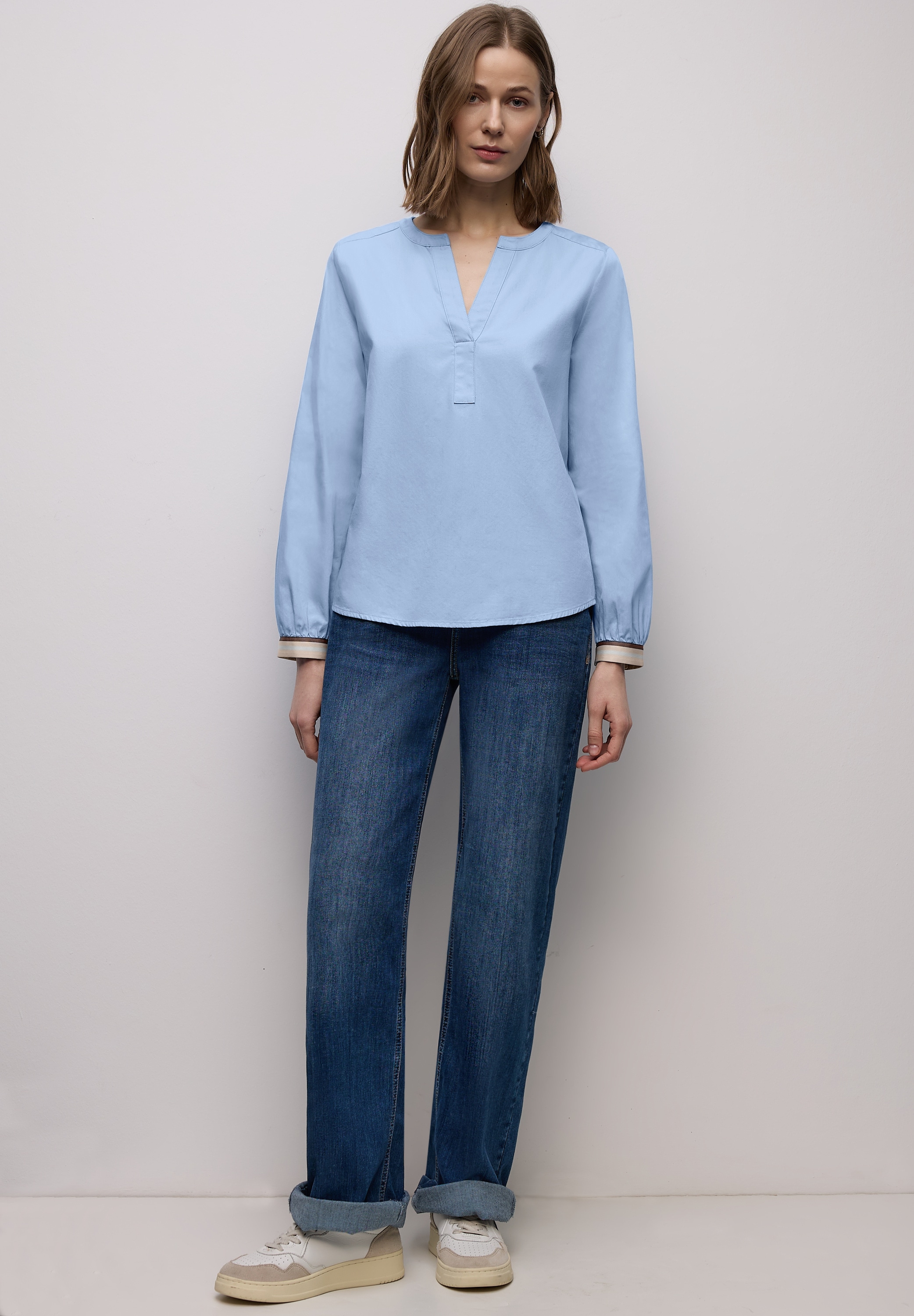 STREET ONE Langarmbluse mit Tape Detail am Ärmel