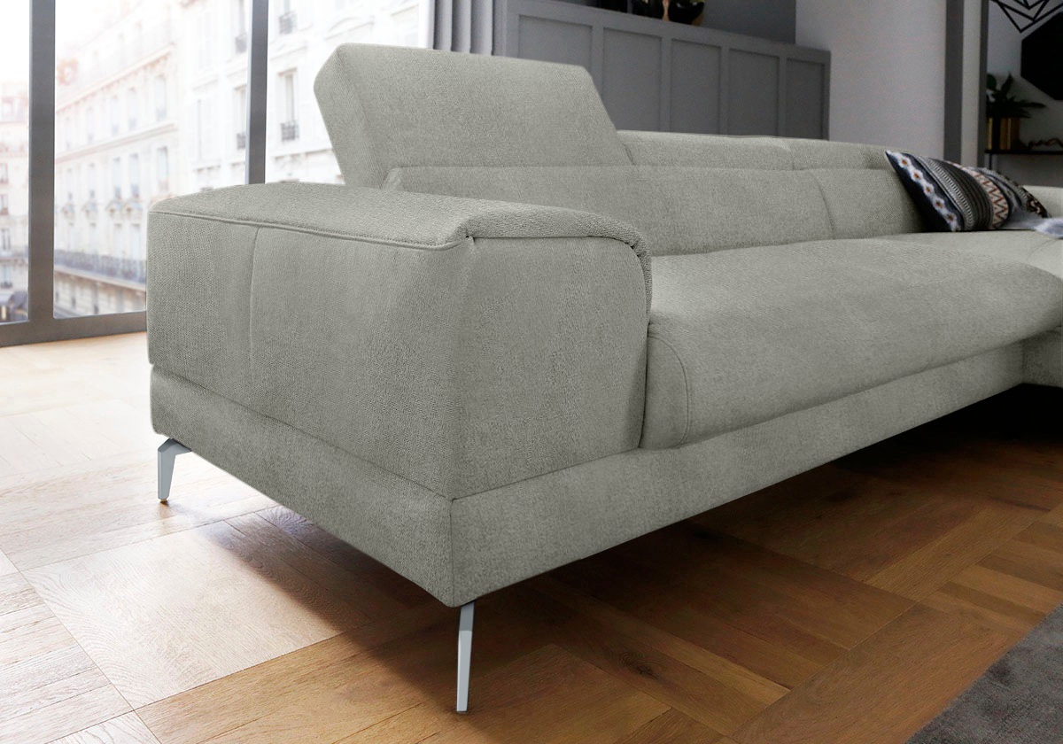 W.SCHILLIG Ecksofa »piedroo, Designsofa mit tollem Sitzkomfort, bequem und elegant, L-Form«, Kopfteilverstellung, wahlweise mit Sitztiefenverstellung, Breite 303cm
