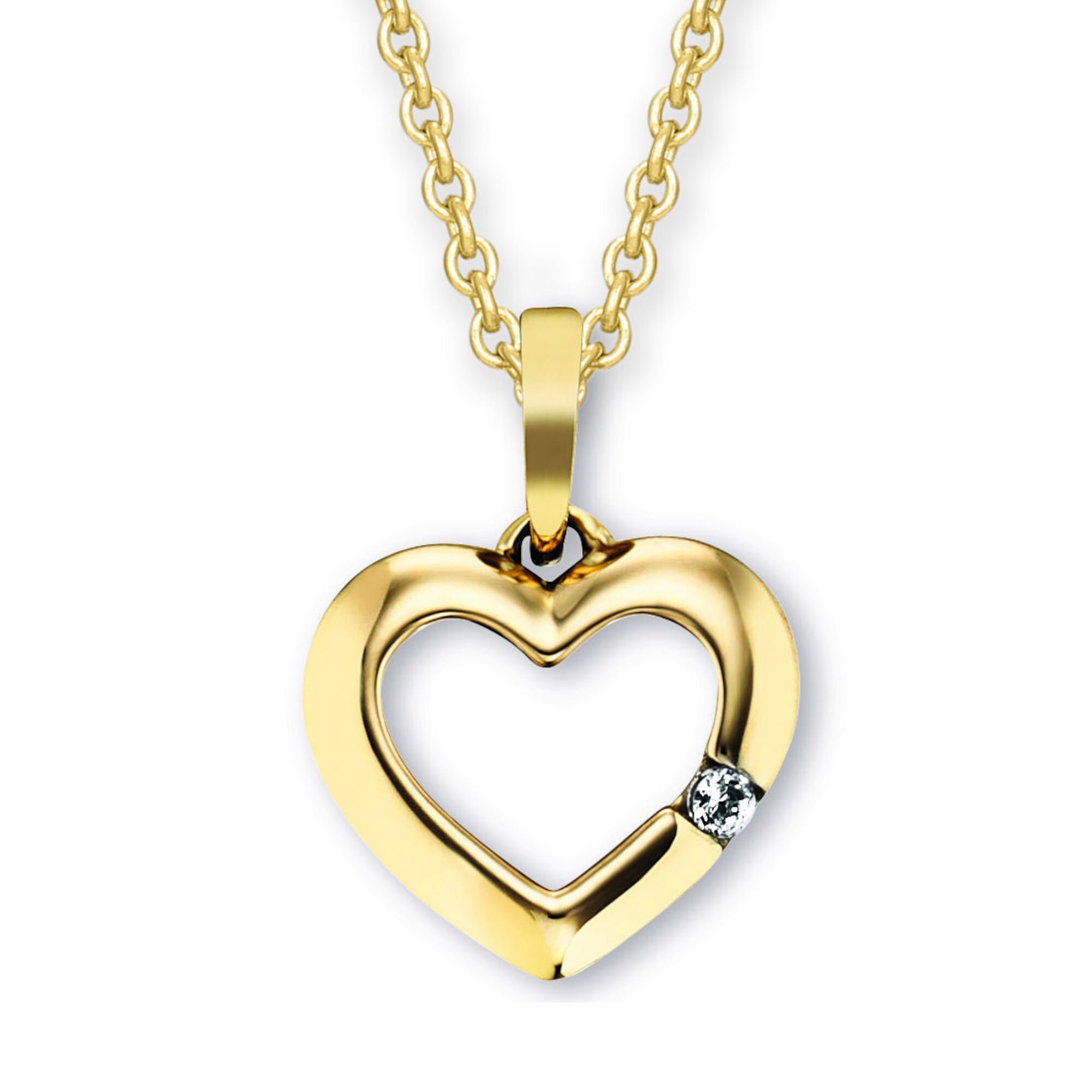 ONE ELEMENT Kette mit Anhänger »Zirkonia Herz Herz Anhänger aus 333 Gelbgold«, Damen Schmuckset - Set mit verstellbarer Halskette