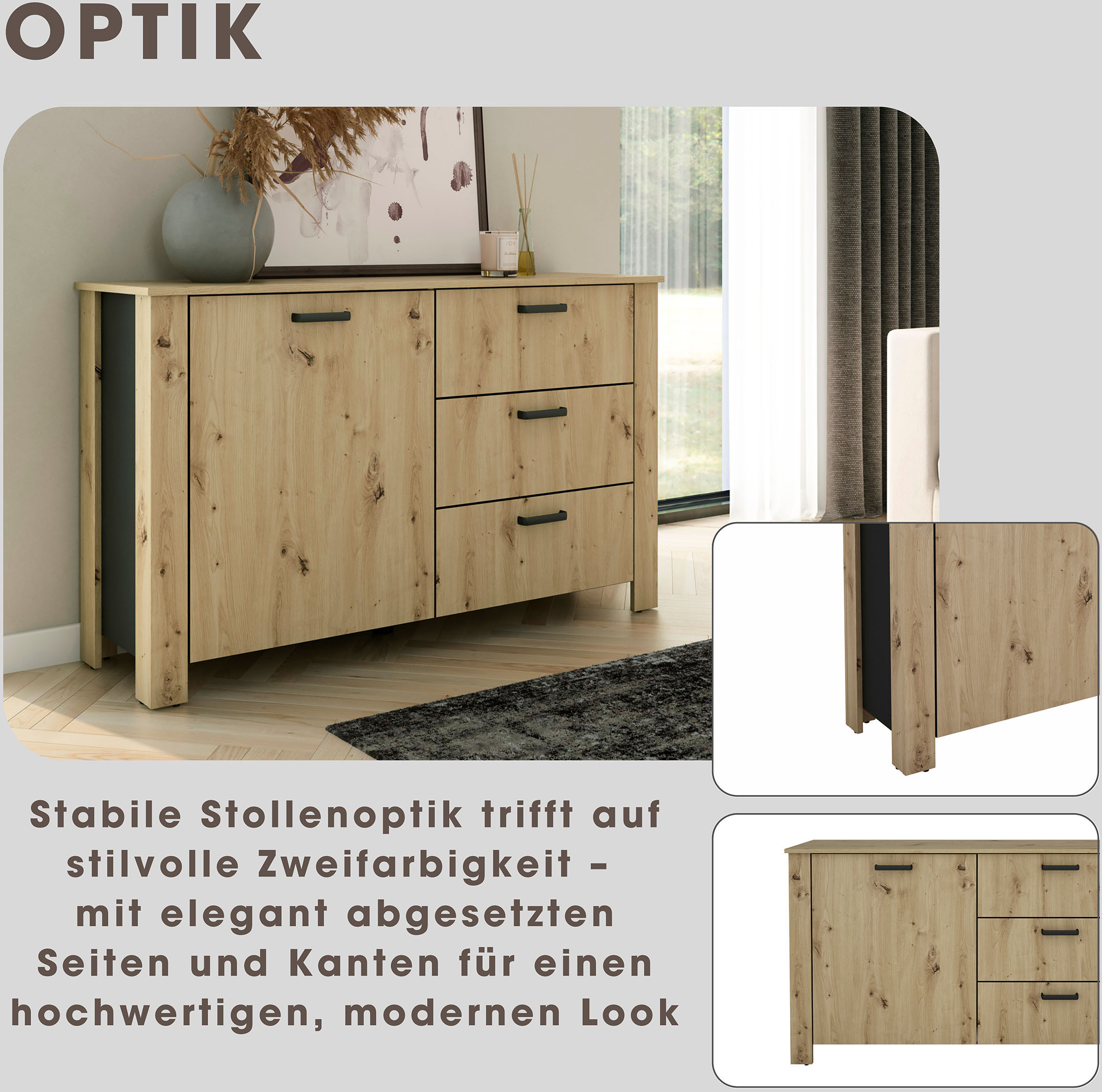 Thumbnail - byLIVING Sideboard "Faro" 1 Stk. tlg. moderne Kommode in verschiedenen Farben verfügbar, 140cm.