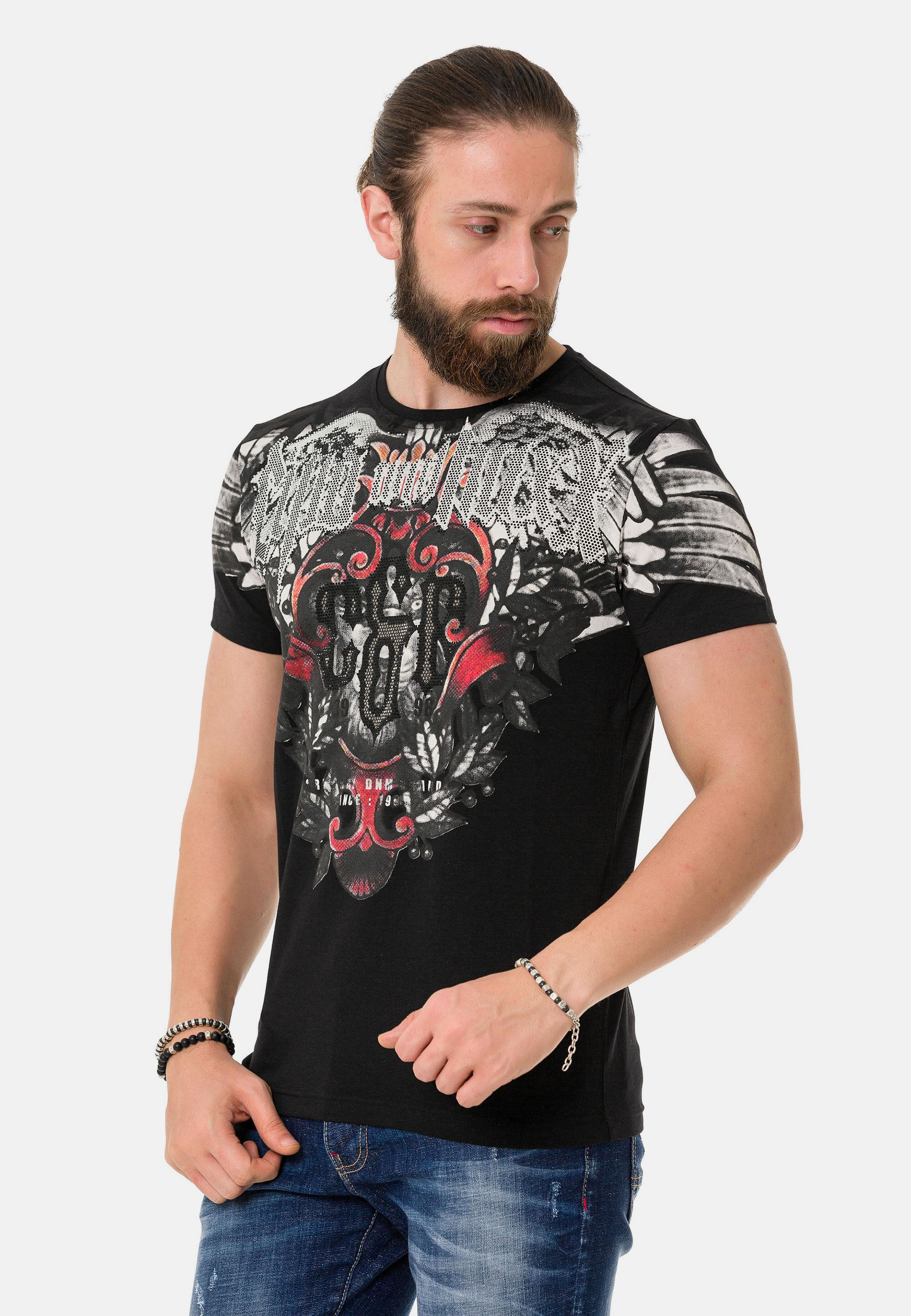 Cipo & Baxx T-Shirt »T-Shirt«, aus hochwertiger Baumwolle