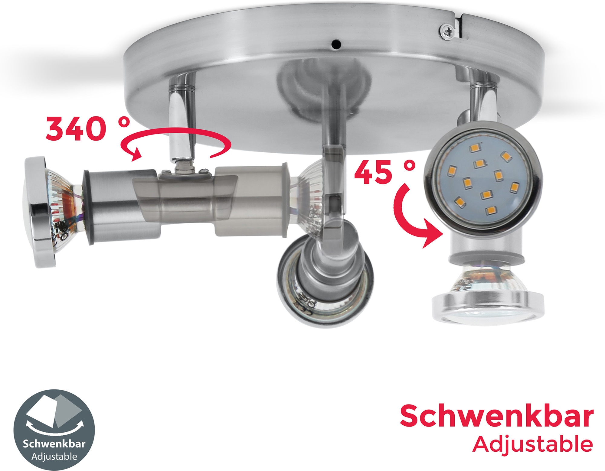 BAUR Badezimmer Badlampe GU10 Deckenleuchte Deckenspot Lampe LED Deckenstrahler 3 B.K.Licht | IP44 »Aurel«, flammig-flammig, LED