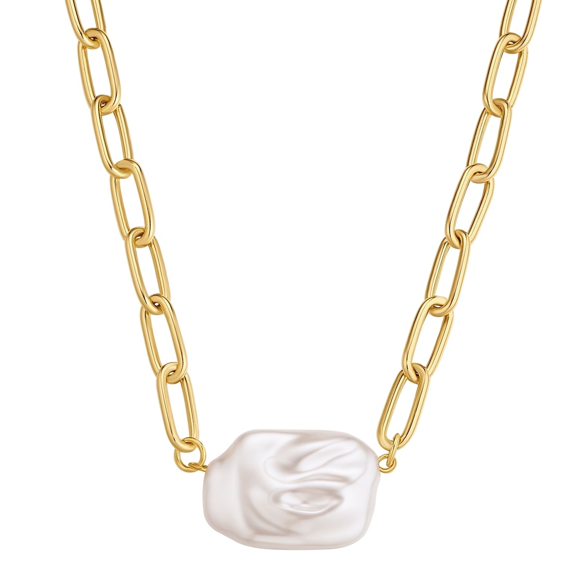 YOKOAMII Damen Gliederkette "Y801", 45,0cm Basiskette + 5,0cm Verlängerung, gelb, Halsketten, mit Perle (synth.)