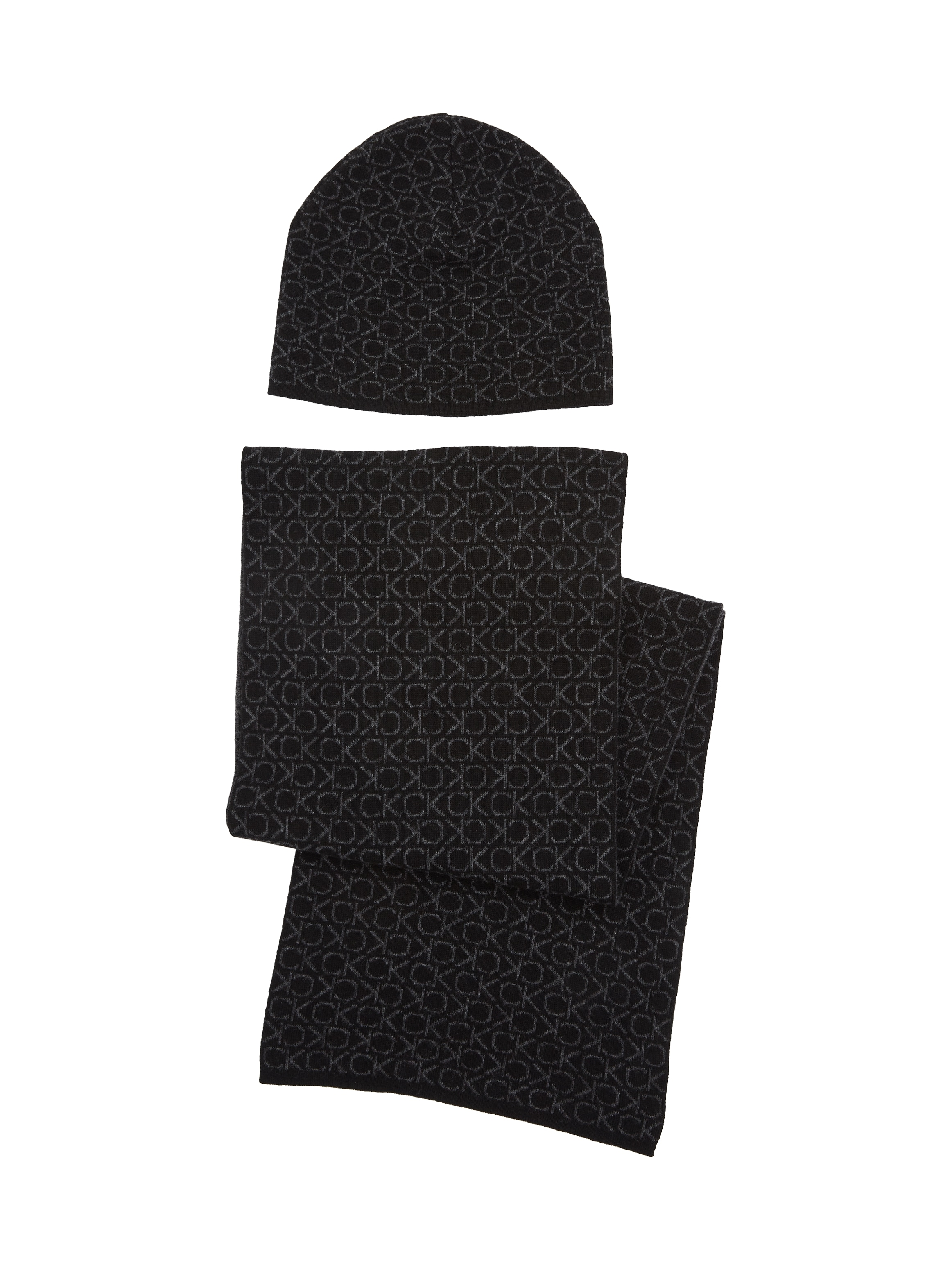 Calvin Klein Strickmütze »GS MONOGRAM SCARF+BEANIE«, (2 St.), mit Allover-Monogramm