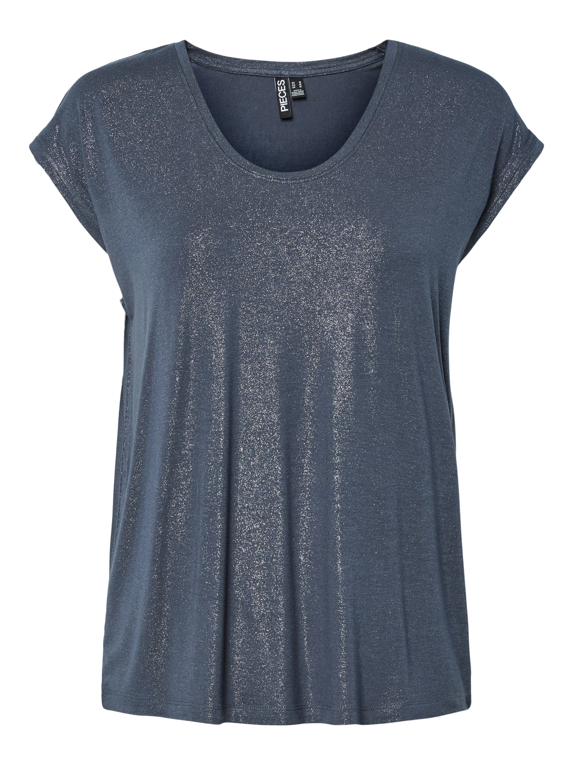 pieces Kurzarmshirt "PCALICE SS GLITTER TEE JRS NOOS BC" Viskosemischung, loose fit