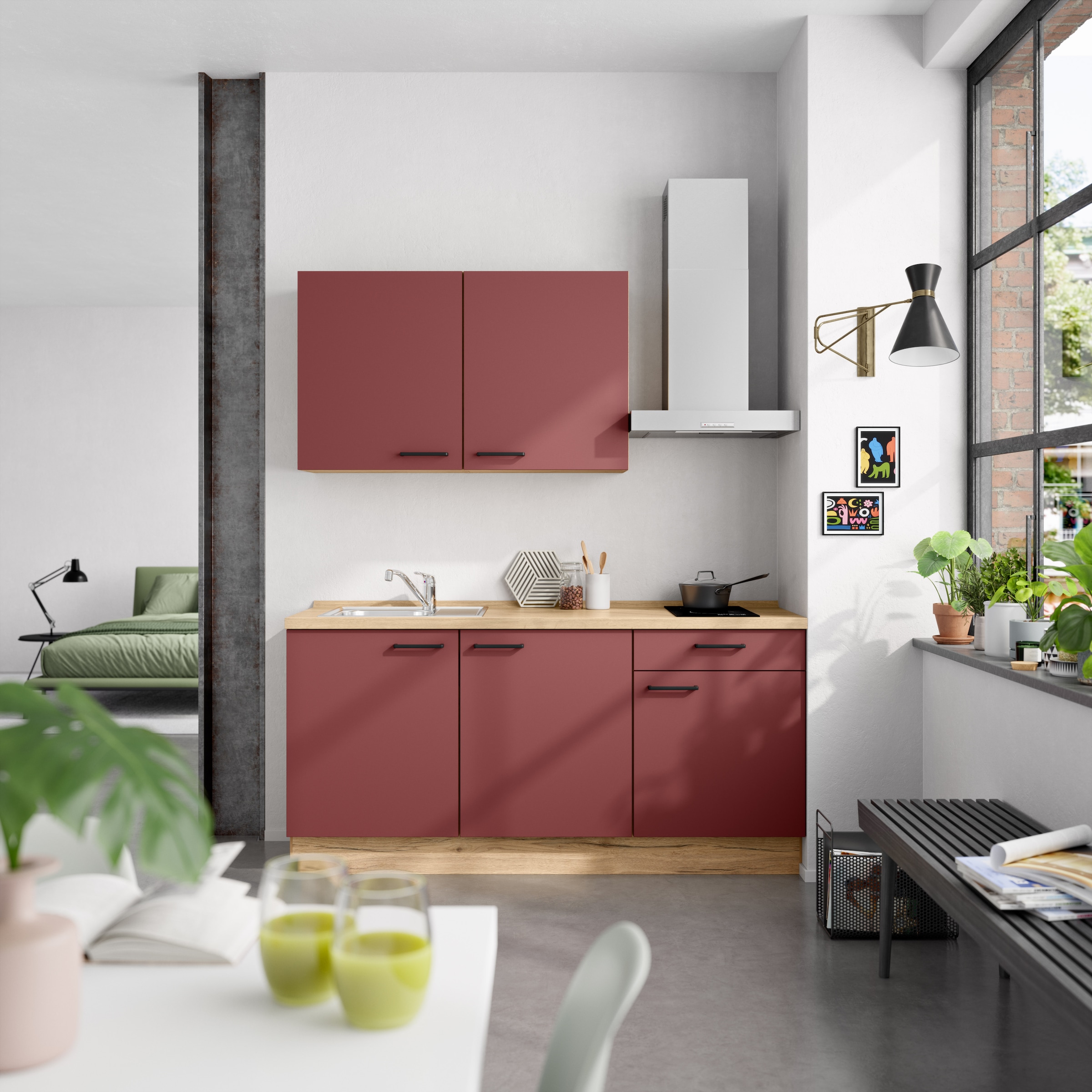 nobilia® Küchenzeile »"Easytouch I"«, vormontiert, Ausrichtung wählbar, Breite 180 cm, wahlw. mit E-Geräten