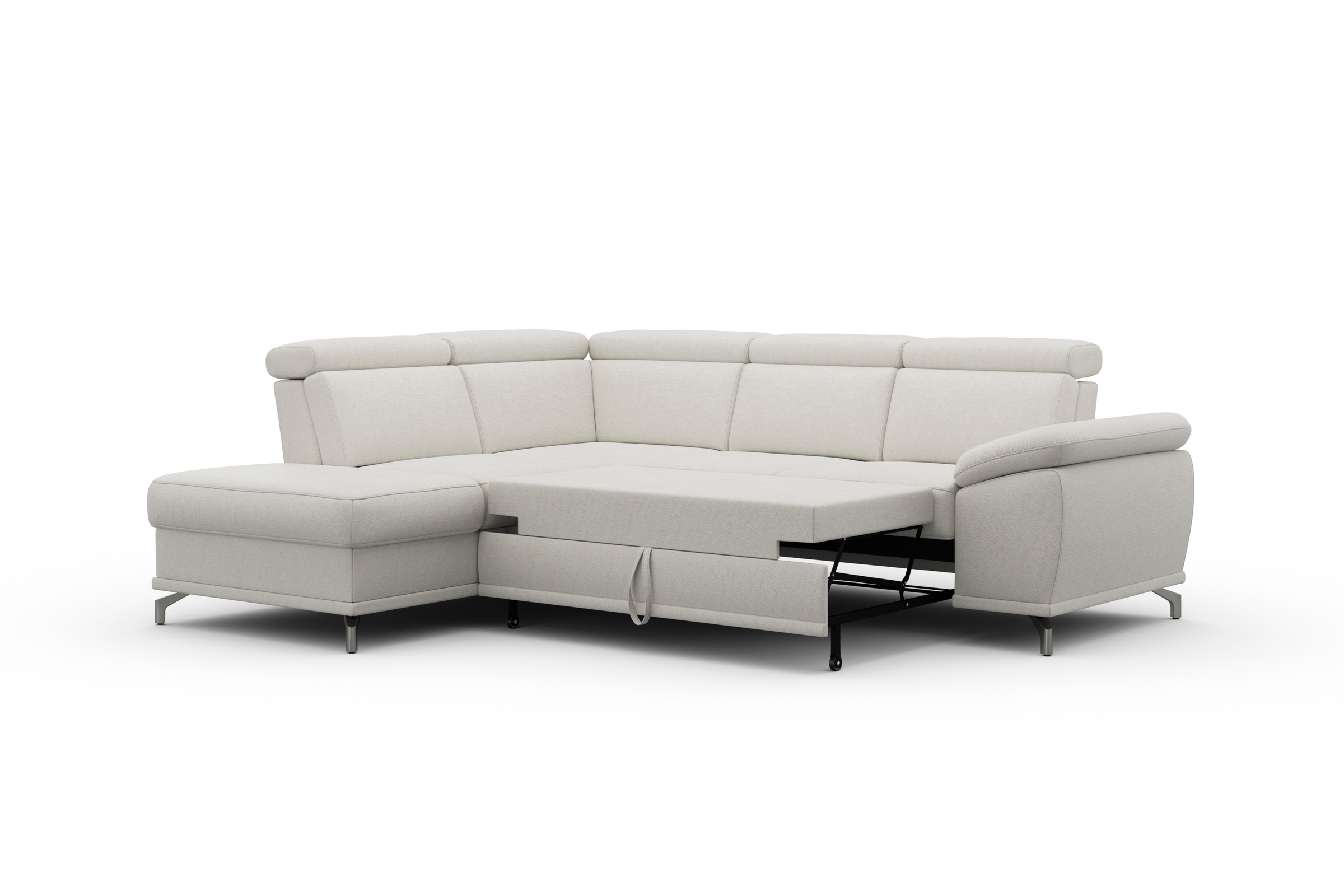 sit&more Ecksofa »Cabrio L-Form, mit Sitztiefenverstellung, Arm- und Kopfteilverstellung«, 3 Nierenkissen, Federkern, optional Bettfunktion und Stauraum