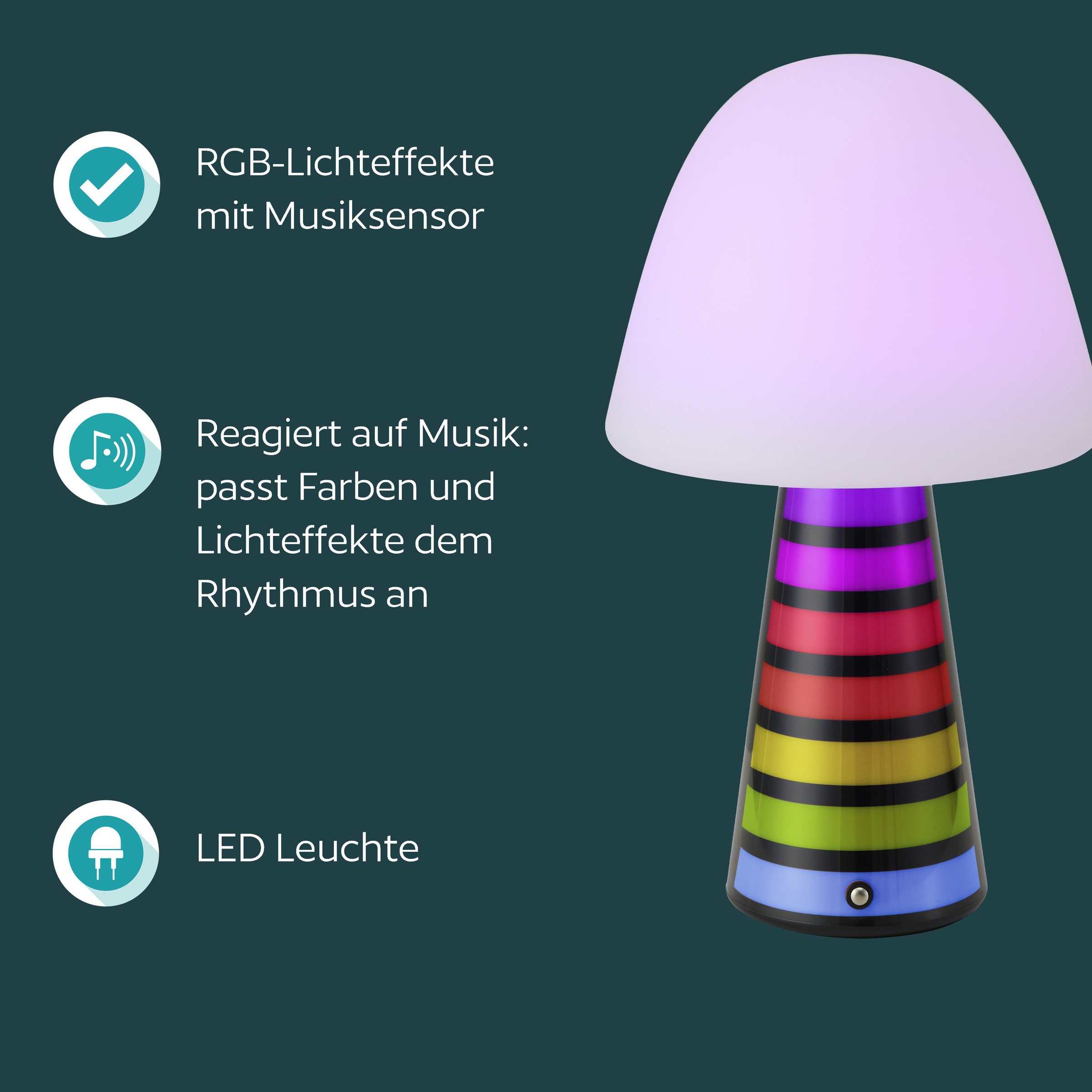 EGLO LED Tischleuchte »PULSE« LED-Modul 1 Stk. Warmweiß LED Tischleuchte Pulse mit Musiksensor RGB