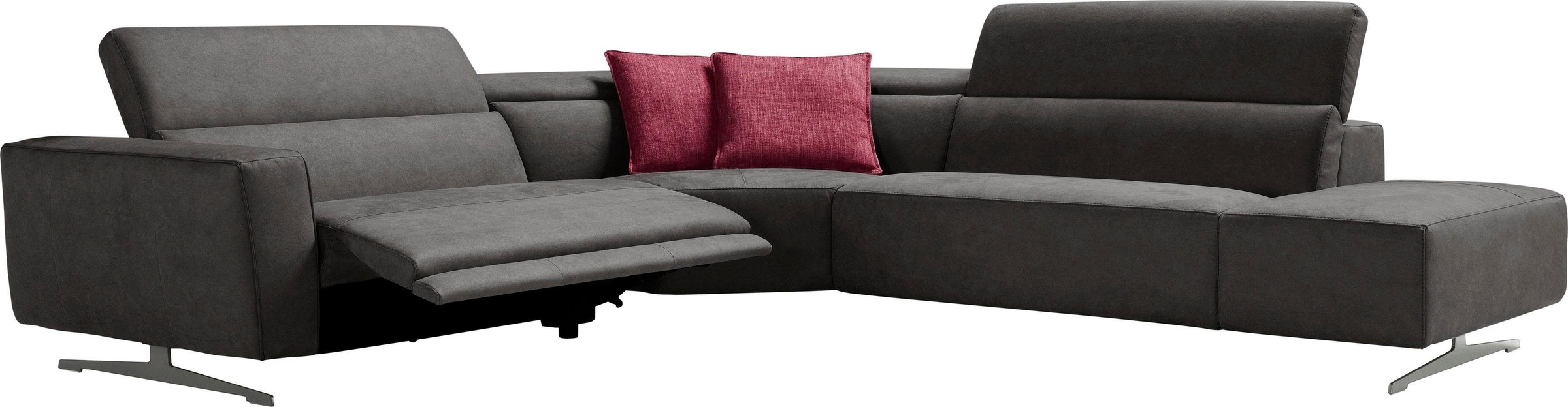 Egoitaliano Ecksofa »Stefanie-e, Designsofa der Extraklasse, bequem mit hohem Sitzkomfort«, mit Relaxfunktion und verstellbaren Kopfteilelementen
