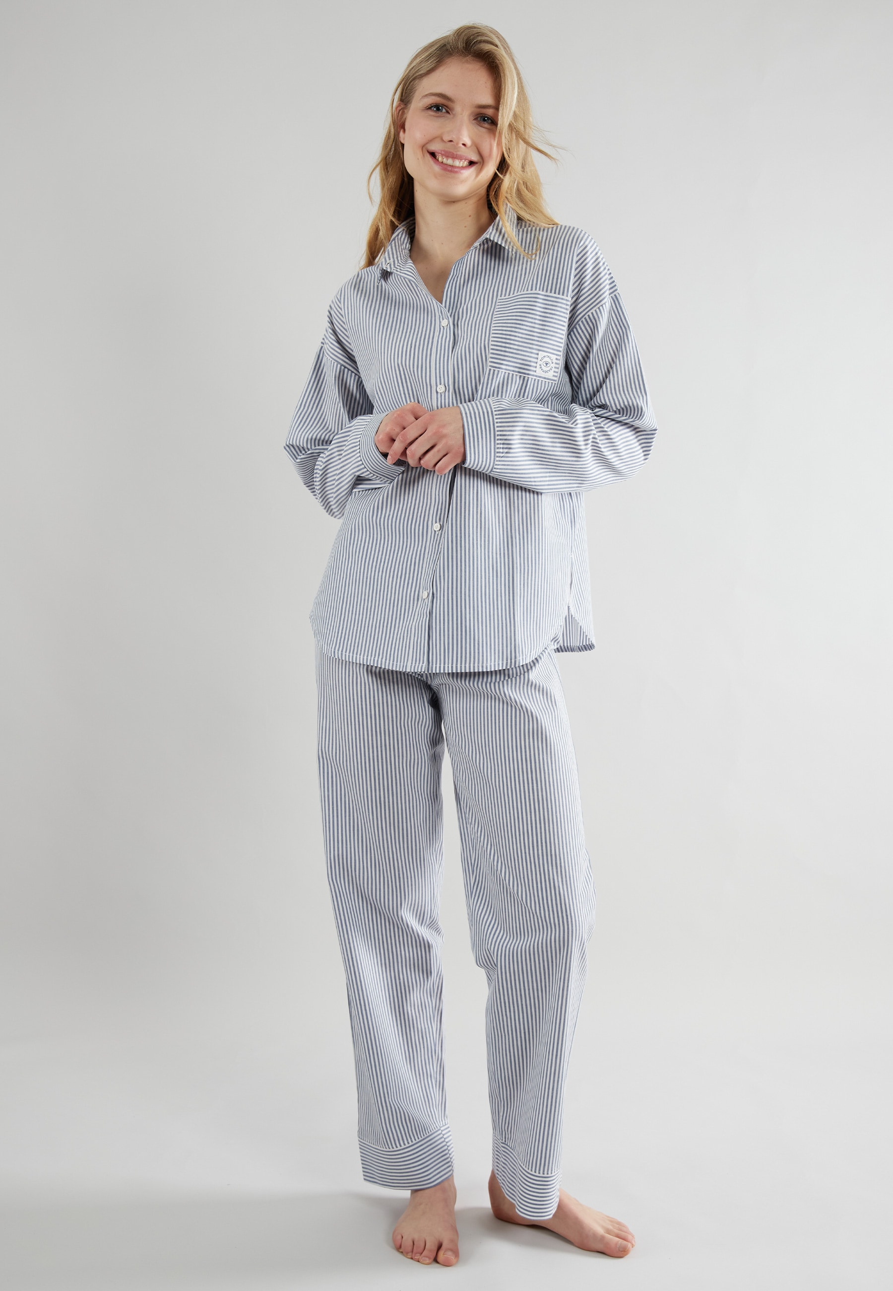 TOM TAILOR Pyjama "Positivism", 2 Stk. Streifendesign, Langarm, lange Hose, günstig online kaufen