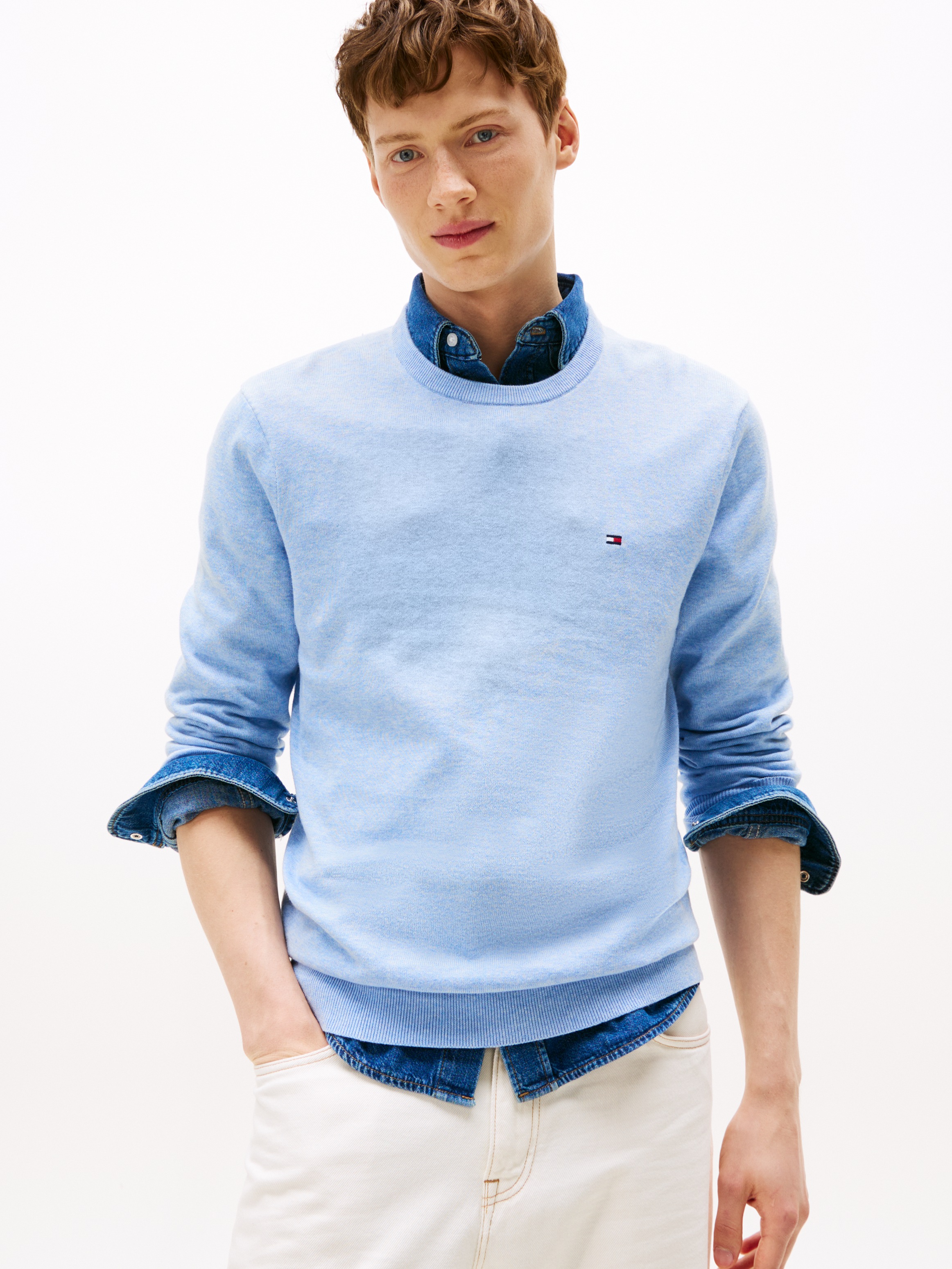 Tommy Hilfiger Rundhalspullover "ESSENTIAL COTTON CREW NECK" 100% Baumwolle günstig online kaufen