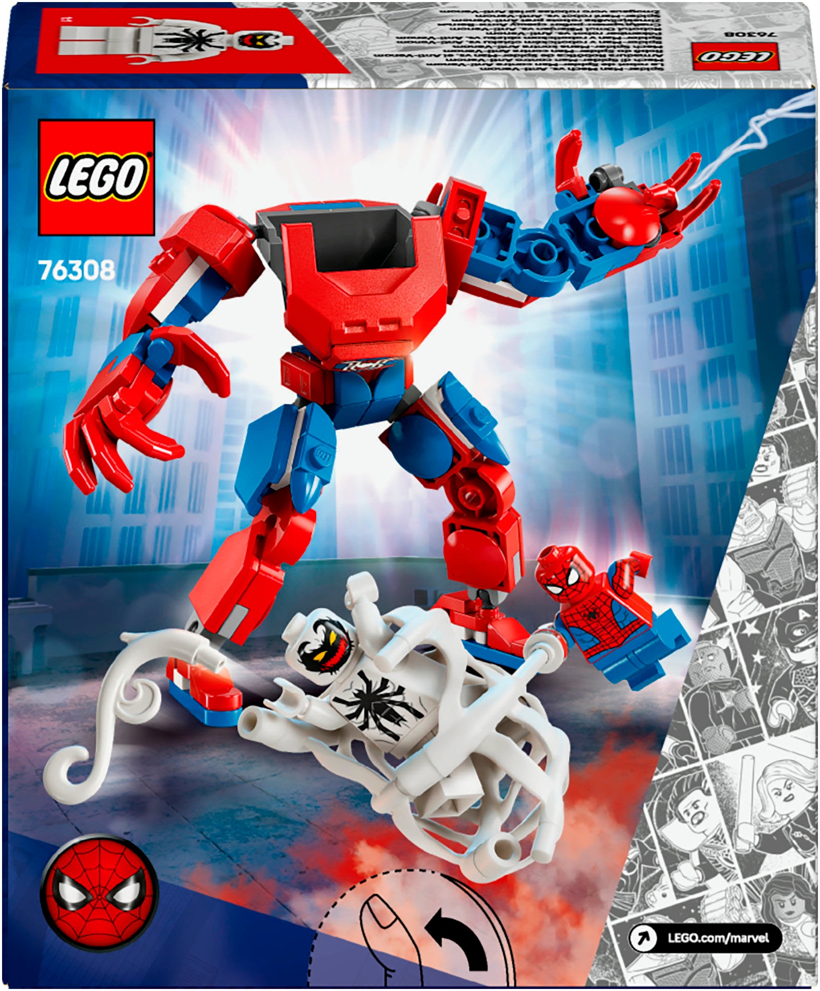 LEGO® Konstruktionsspielsteine »Spider-Man Mech vs. Anti-Venom (76308), LEGO Super Heroes«, (107 St.), Made in Europe