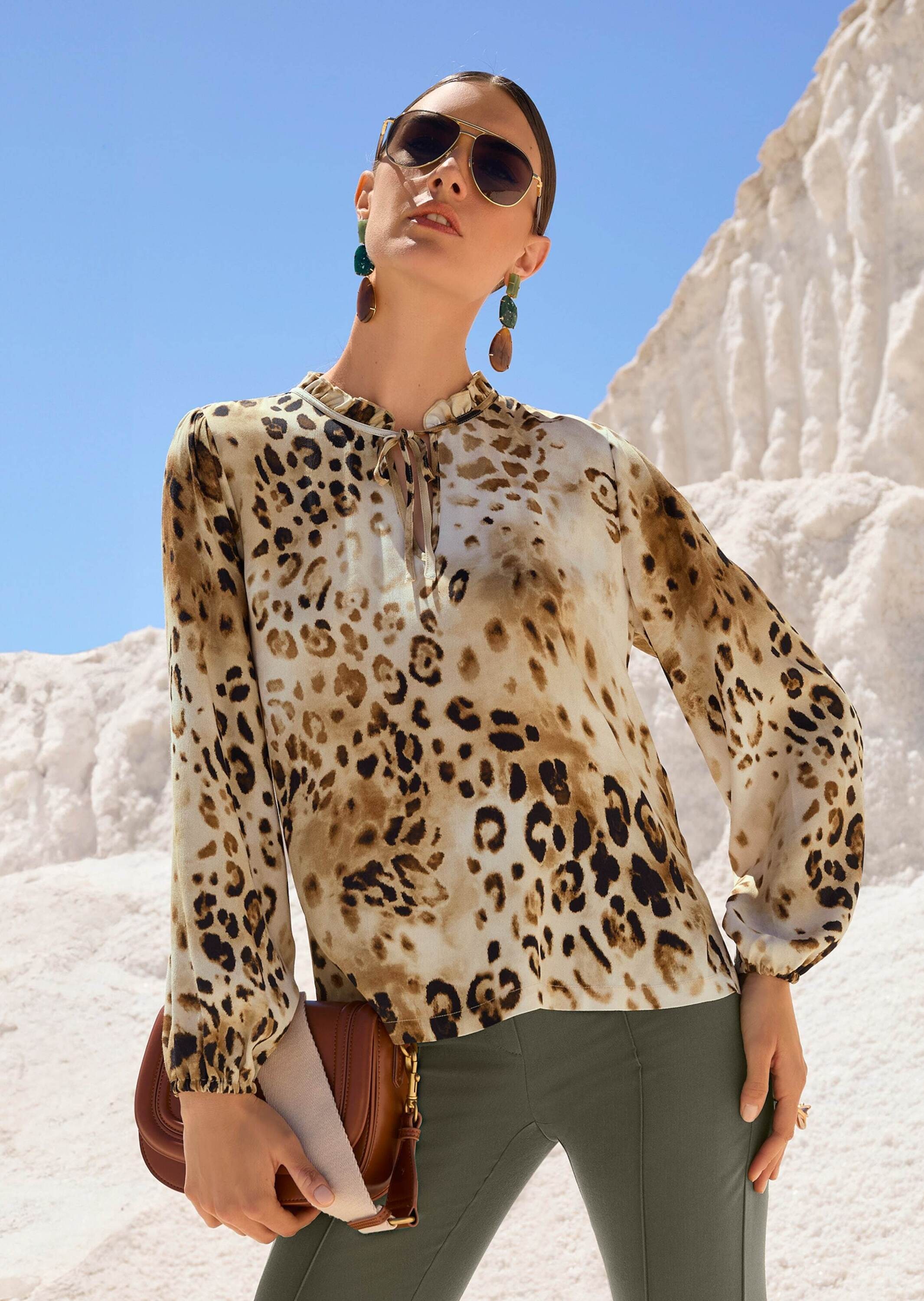 MADELEINE Langarmbluse »Bluse Tunika-Bluse mit Unikat-Print«