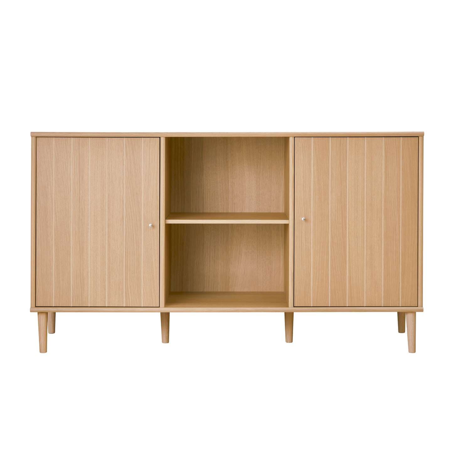 Hammel Furniture Sideboard »Mistral, Hochwertig Schrank, 6 Holz Füße, mit 2 gerillten Türen«, und 3 verstellbare Einlegeböden, B: 132 cm, anpassungsbar Designmöbel