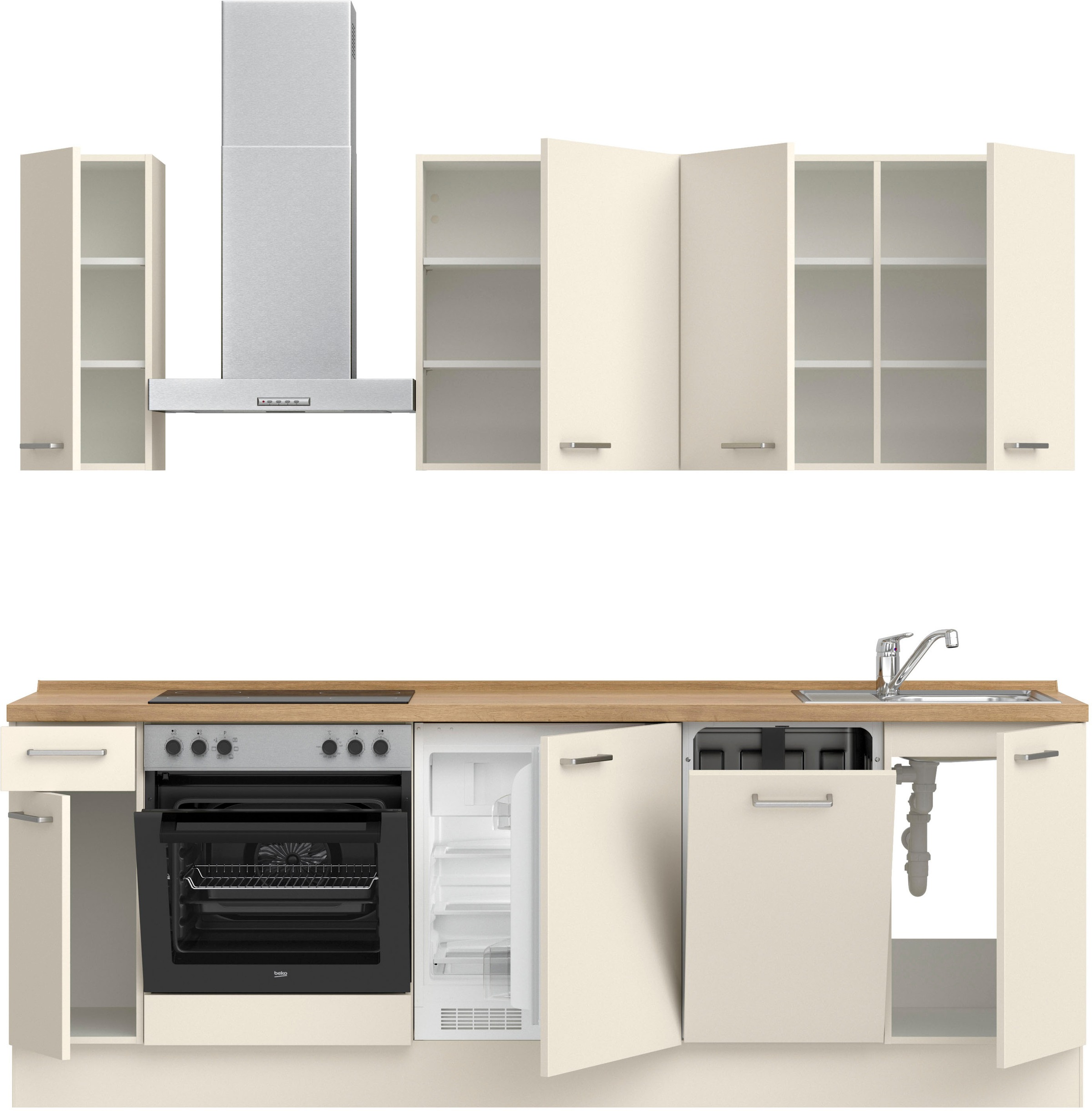 nobilia® Küchenzeile »"Touch I"«, vormontiert, Ausrichtung wählbar, Breite 240 cm, wahlw. mit E-Geräten