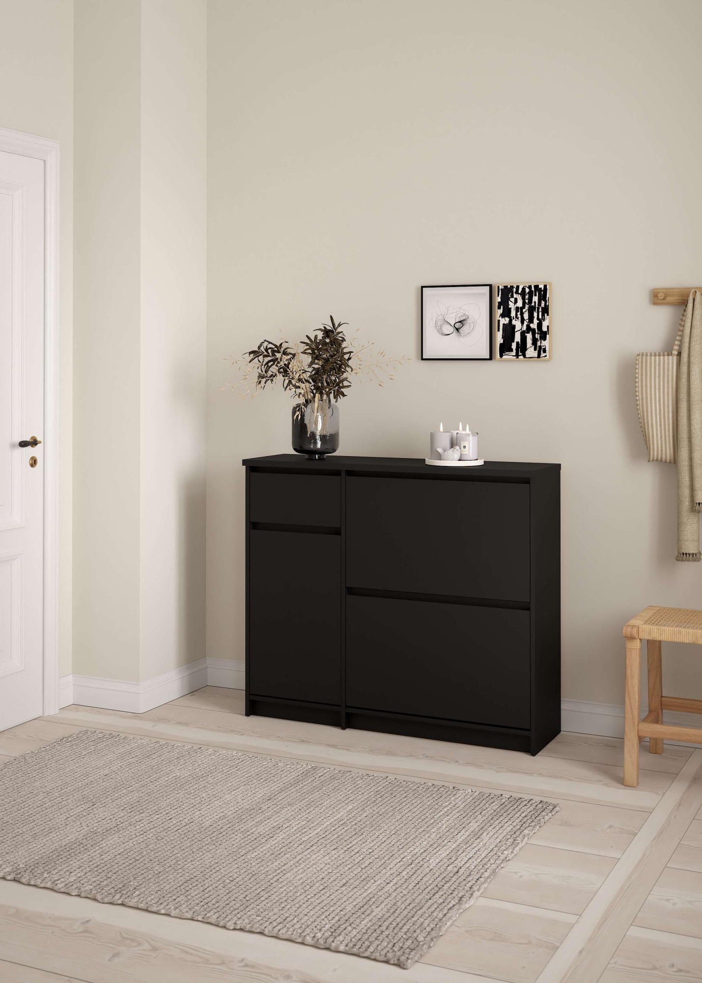 Home affaire Schuhschrank "Naia Schuhregal mit2 Klappen, 1 Fach & 1 Schublade, modernes Design" mit 2 Klappen und 1 Tür und 1 Schublade, Praktisch, Breite 109 cm