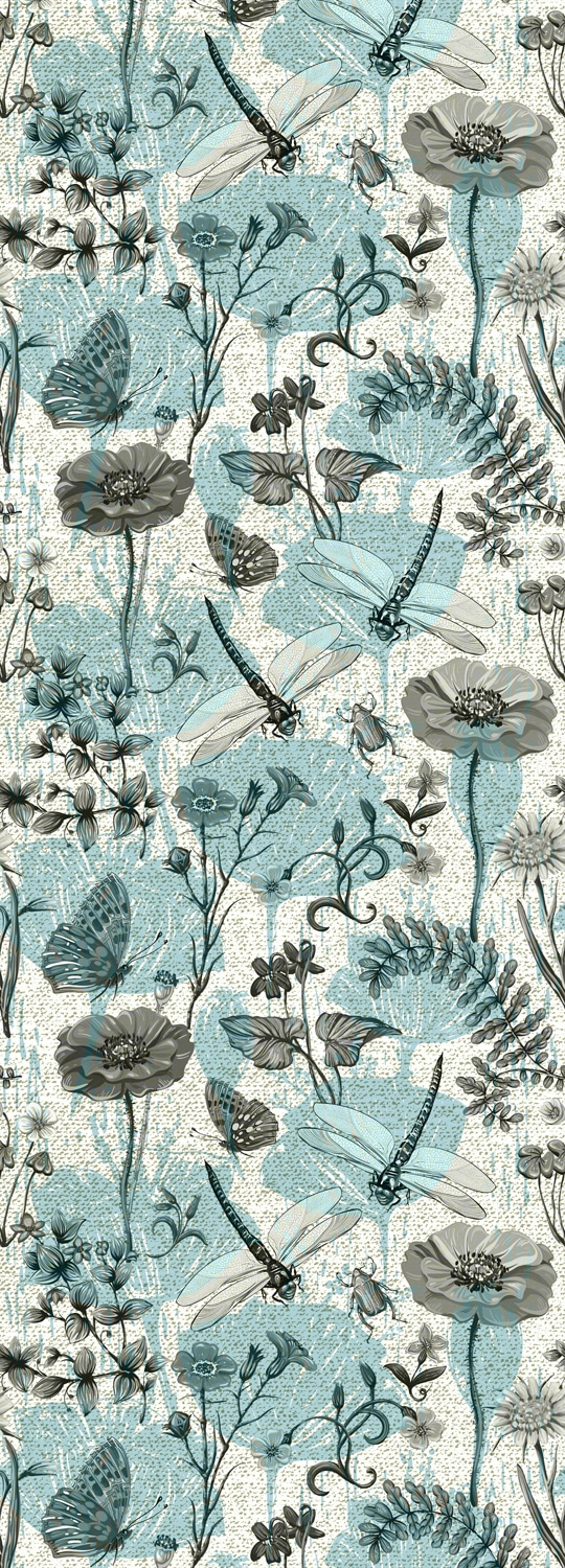 queence Vinyltapete "Pim" Motiv bedruckt botanisch floral gemustert natürlich glatt 90x250cm, selbstklebend, kinderleichte Anbringung, Sticker