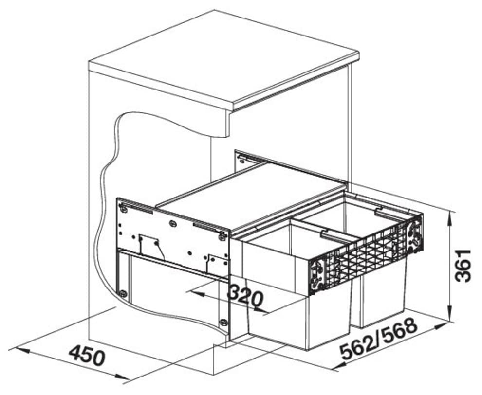 Blanco Mülltrennsystem »Select II Compact60/2« 2 Behälter Kunststoff, Stahlblech, 600 mm Untermass