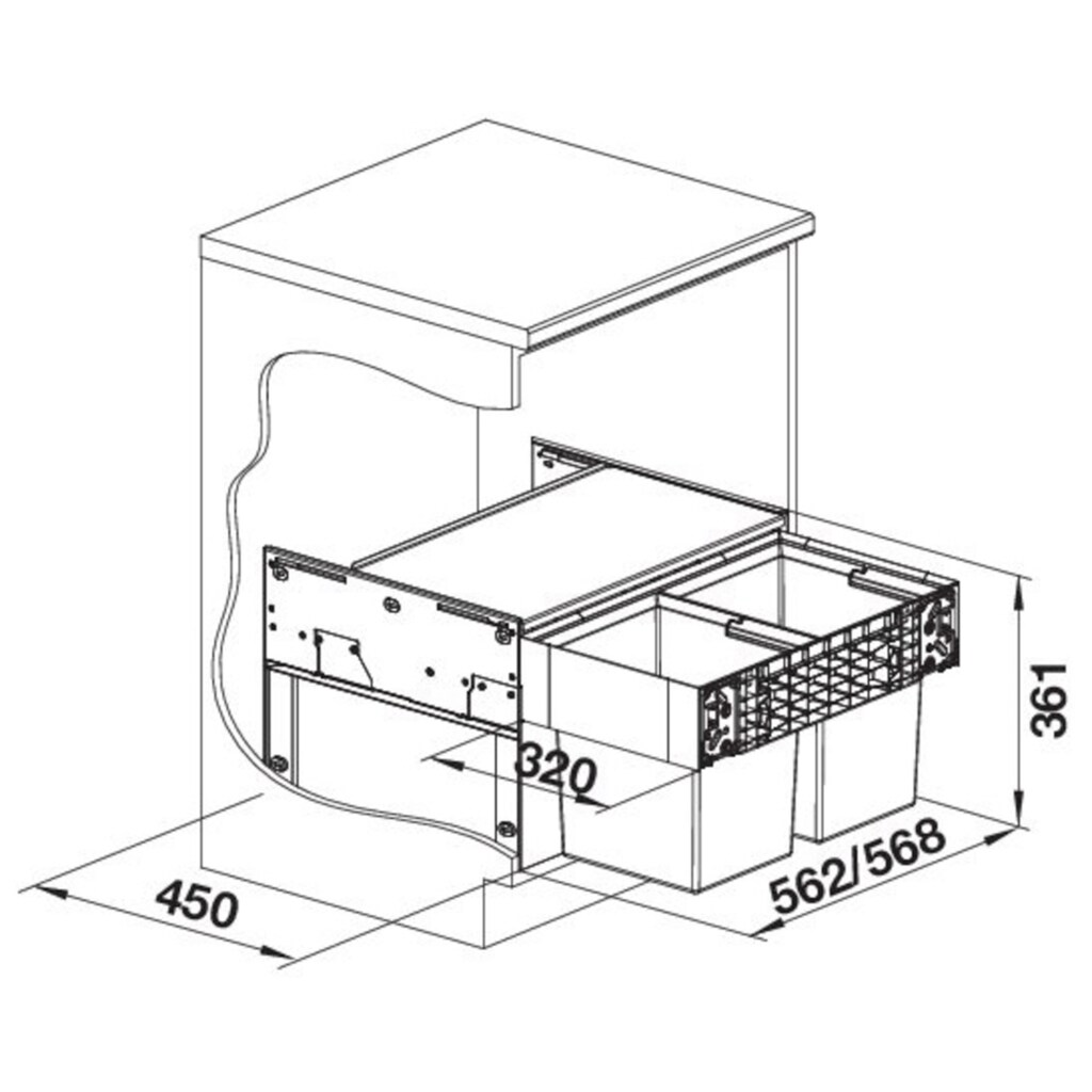 Blanco Mülltrennsystem »Select II Compact60/2«, 2 Behälter