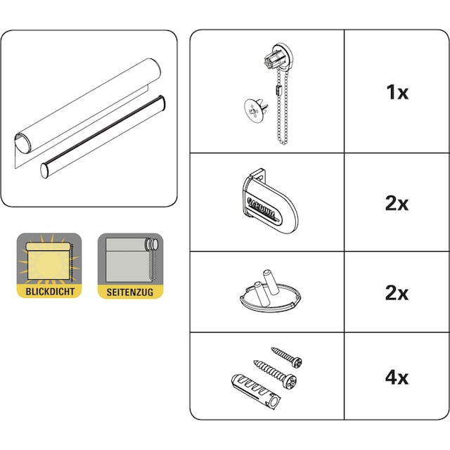 GARDINIA Seitenzugrollo »Uni-Rollo«, Lichtschutz, 1 Stück, im Fixmaß kaufen  | BAUR