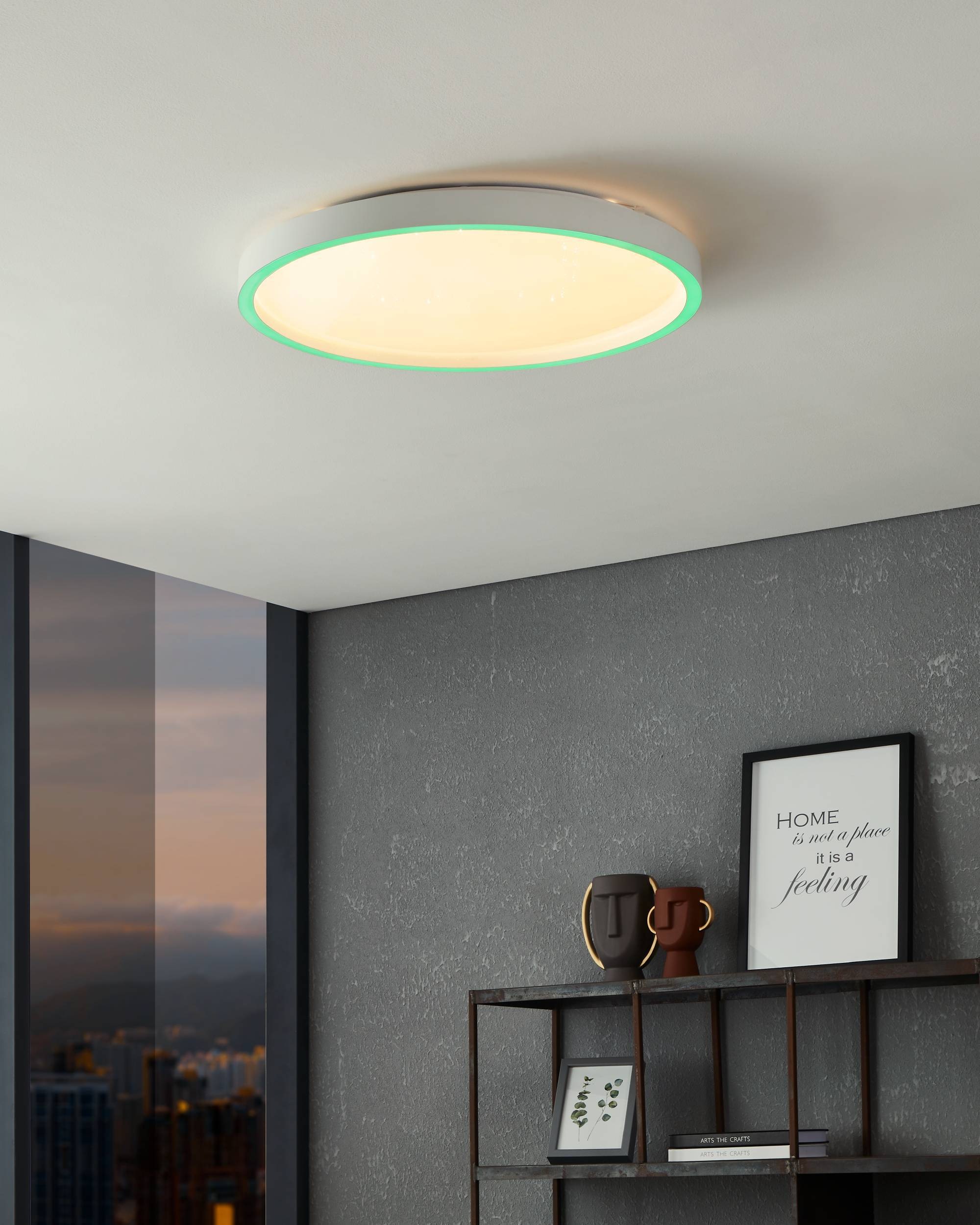 EGLO Deckenleuchte »Montemorelos-Z Deckenlampe, ZigBee 3.0, Kristall-Effekt, Bürolampe« LED-Modul 1 Stk. Kaltweiß | RGB Wand-/Deckenleuchte - H7 x Ø57 cm - weiß - 34,5W inkl.