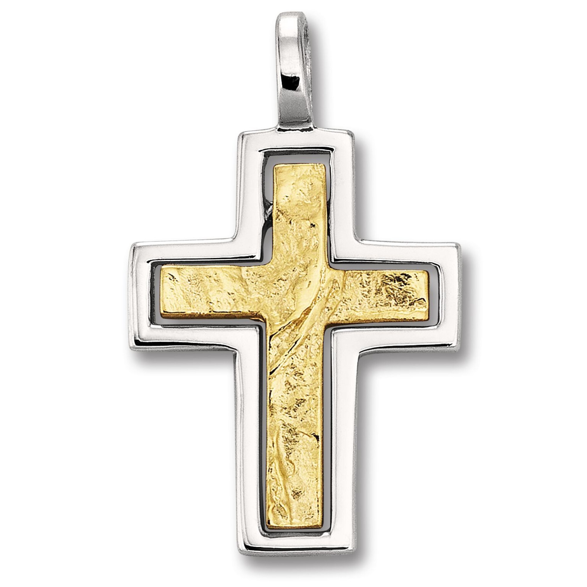 ONE ELEMENT Damen Kettenanhänger "Kreuz Anhänger aus 925 Silber", Silber 925 (Sterlingsilber), gold, Silber 925 (Sterlingsilber), Schmuckanhänger,