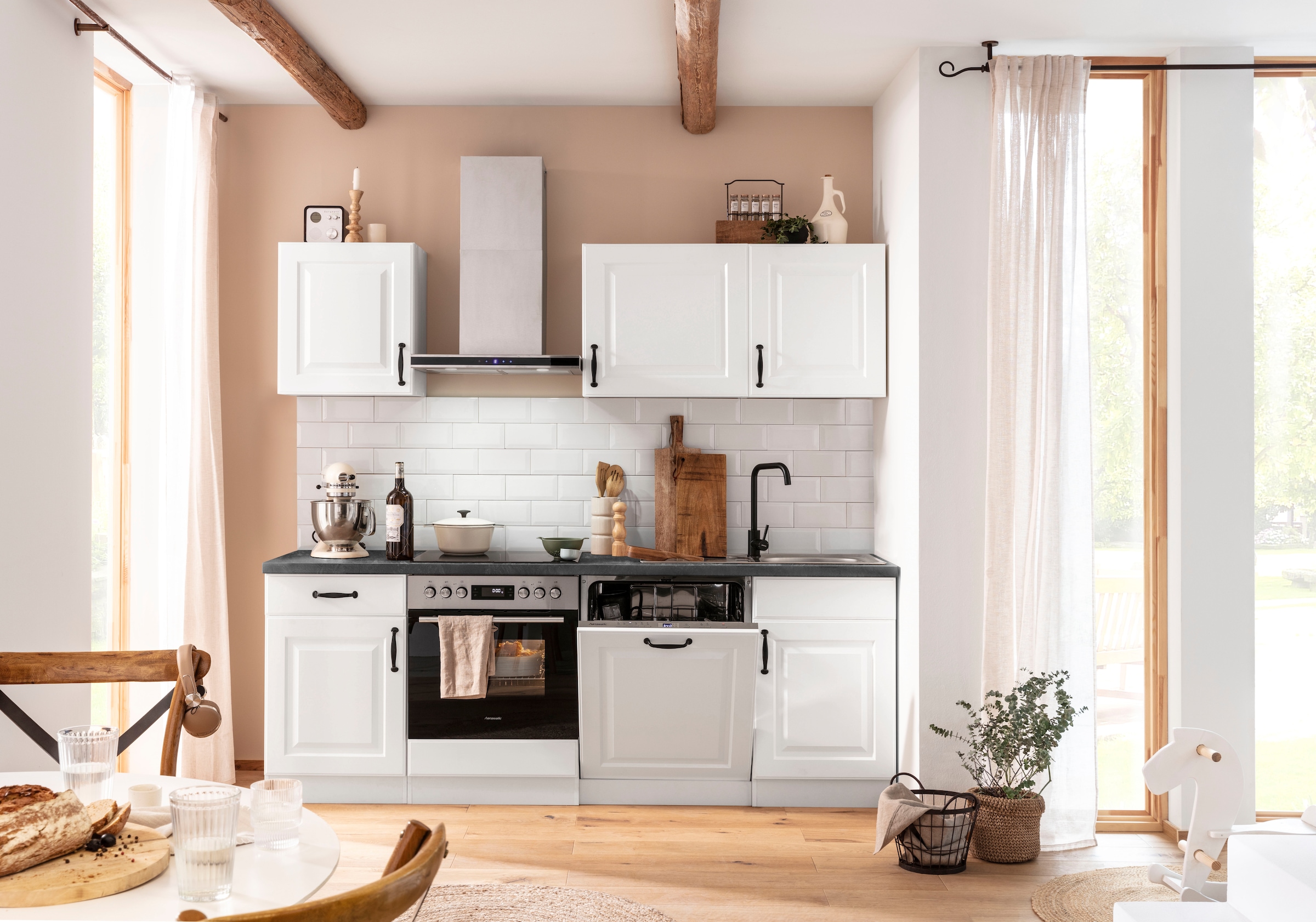 wiho Küchen Küchenzeile »Erla«, BAUR 220 cm Breite kaufen | mit Hanseatic-E-Geräten