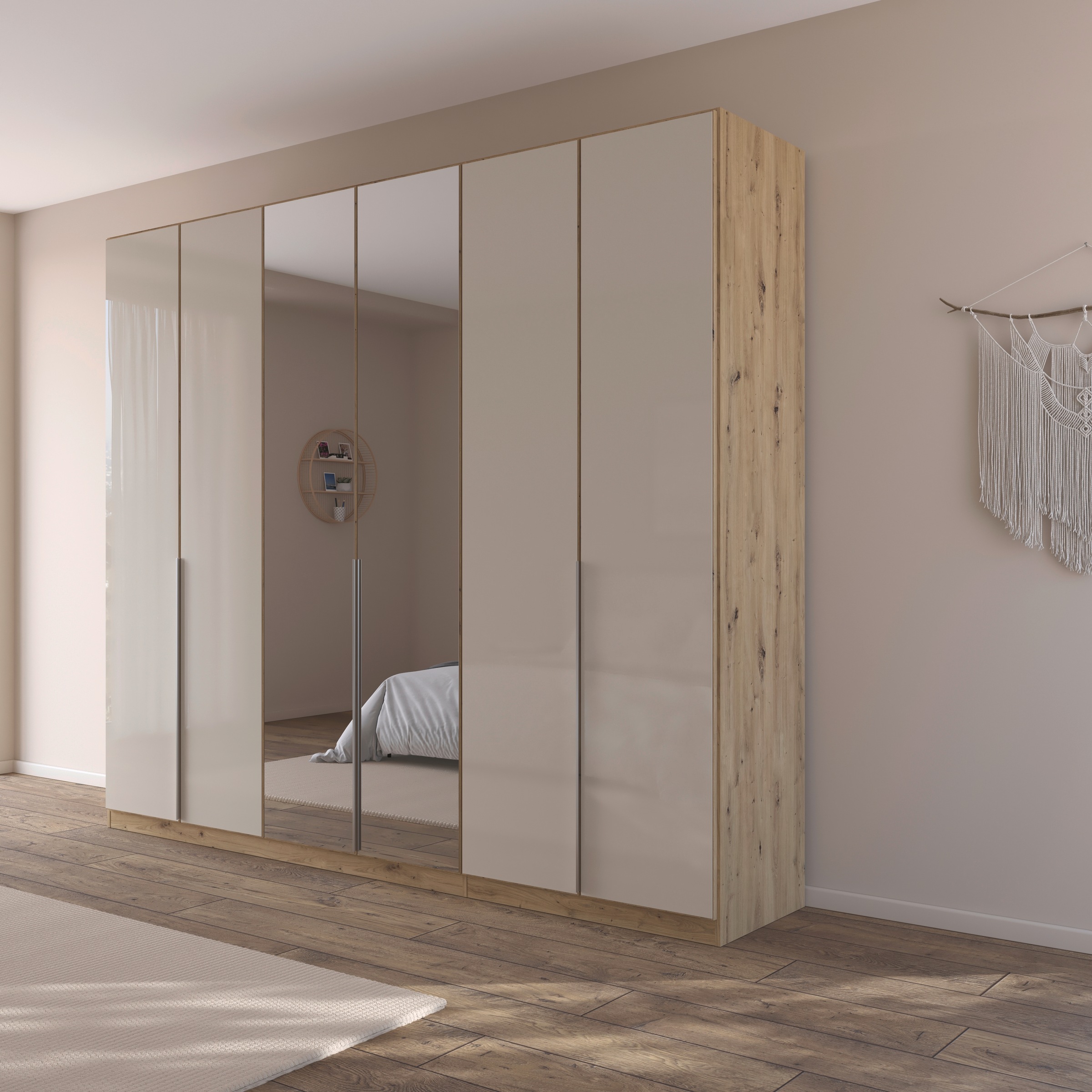 rauch Drehtürenschrank »Kleiderschrank Kleiderschränke Schrank Garderobe AGORDO mit Glasfront«, (in zwei Griff-Farben), durchdachte Innenausstattung, in 6 Breiten und 2 Höhen MADE IN GERMANY