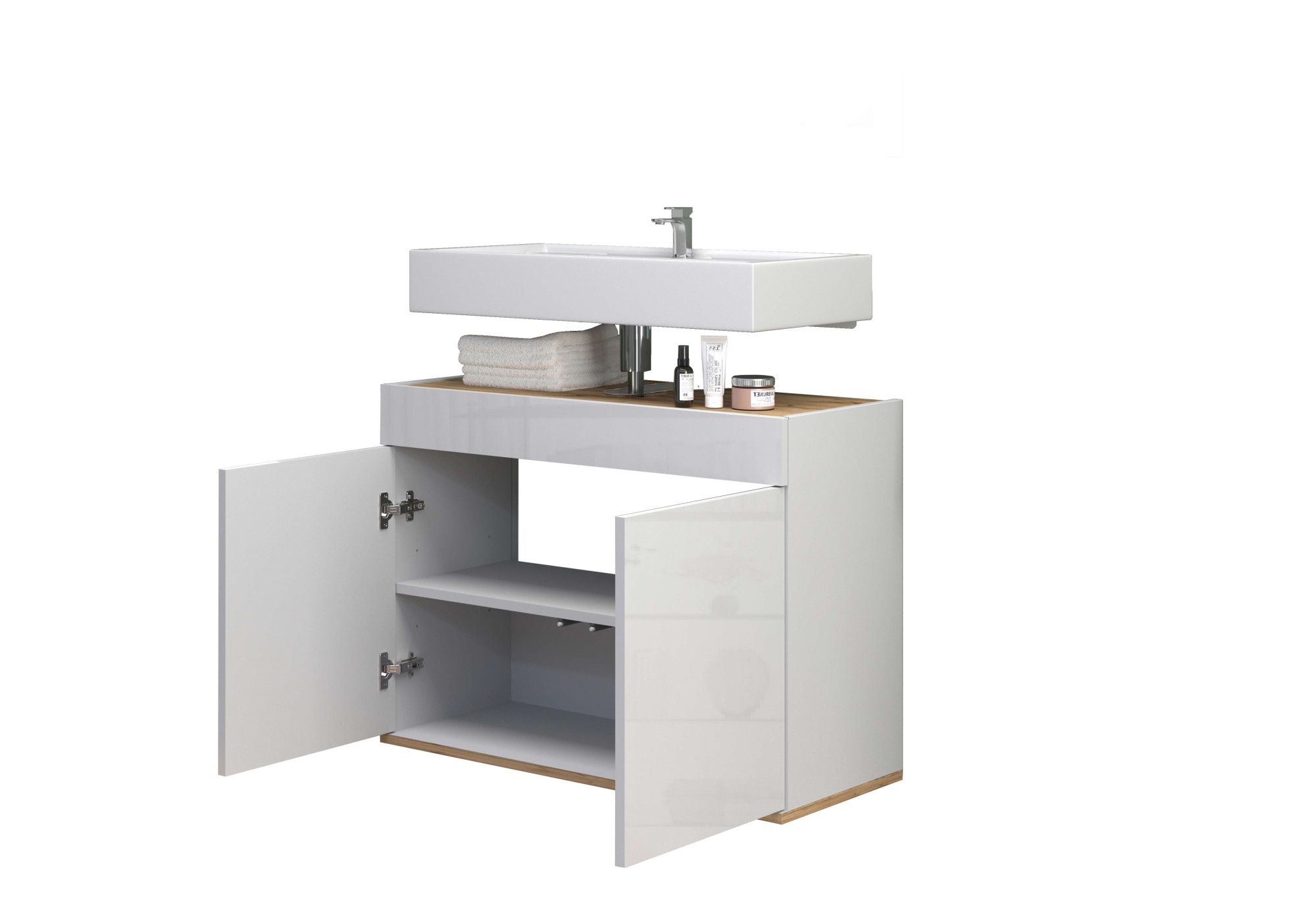 welltime Waschbeckenunterschrank »Garda« 1 Stk. tlg. Made in Italy, Fronten Hochglanz lackiert, viel Saturaum