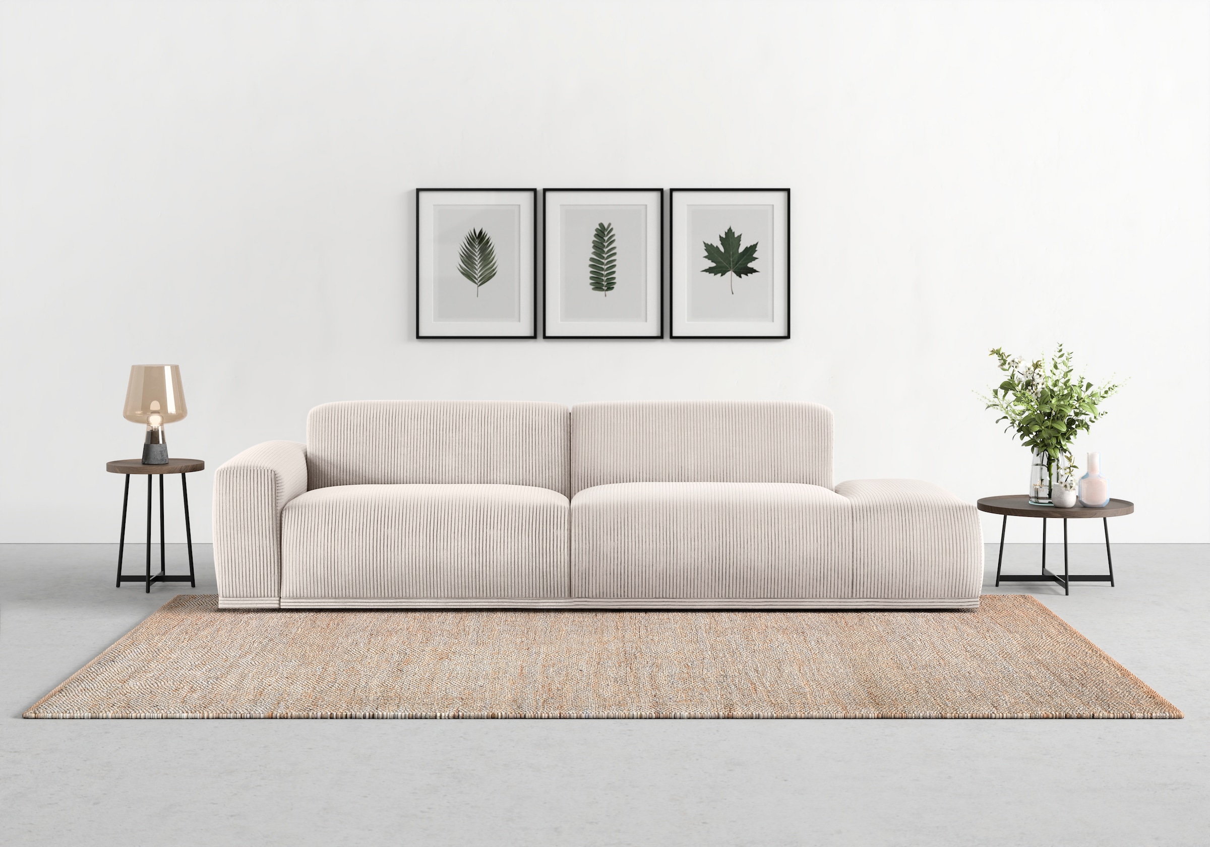 TRENDMANUFAKTUR Big-Sofa "Braga, mit hochwertigem Kaltschaum, Megasofa, Japandi-Design" modernes Big-Sofa, Couch mit hohem Sitzkomfort, 277/72/107 cm (B/H/T)