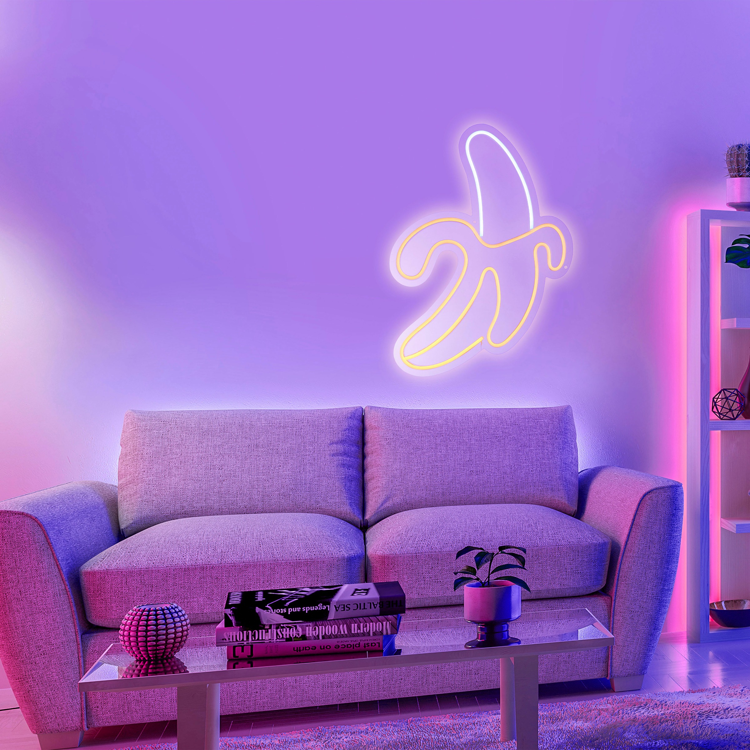 JUST LIGHT LED Wandleuchte »NEON-BANAN«, 1 flammig, Leuchtmittel LED-Board | LED fest integriert
