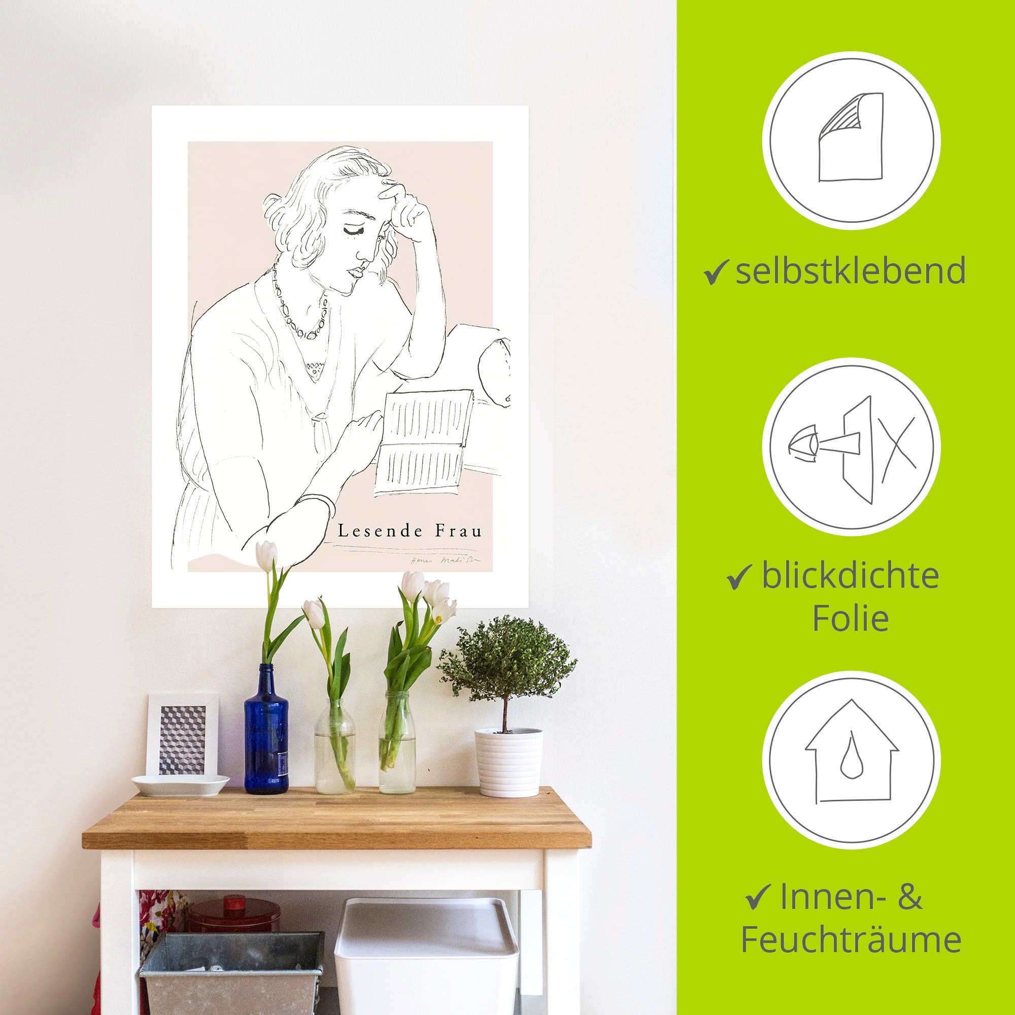 Artland Wandbild »Lesende Frau« Bilder von Frauen 1 Stk. tlg. als Alubild, Leinwandbild, Poster, Wandaufkleber in verschied. Größen